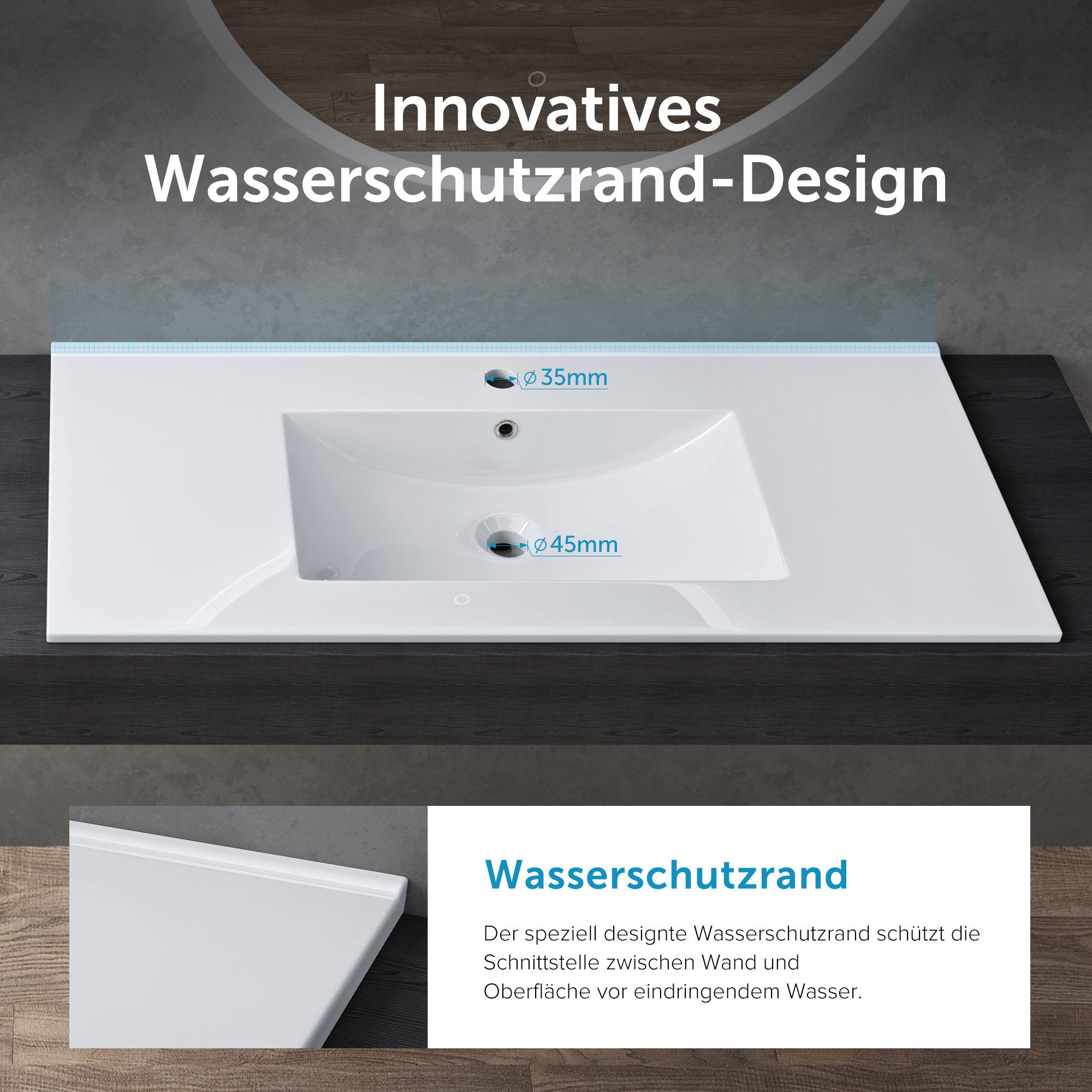 doporro Waschbecken Einbauwaschbecken aus Keramik inkl. Nano-Beschichtung Brüssel912