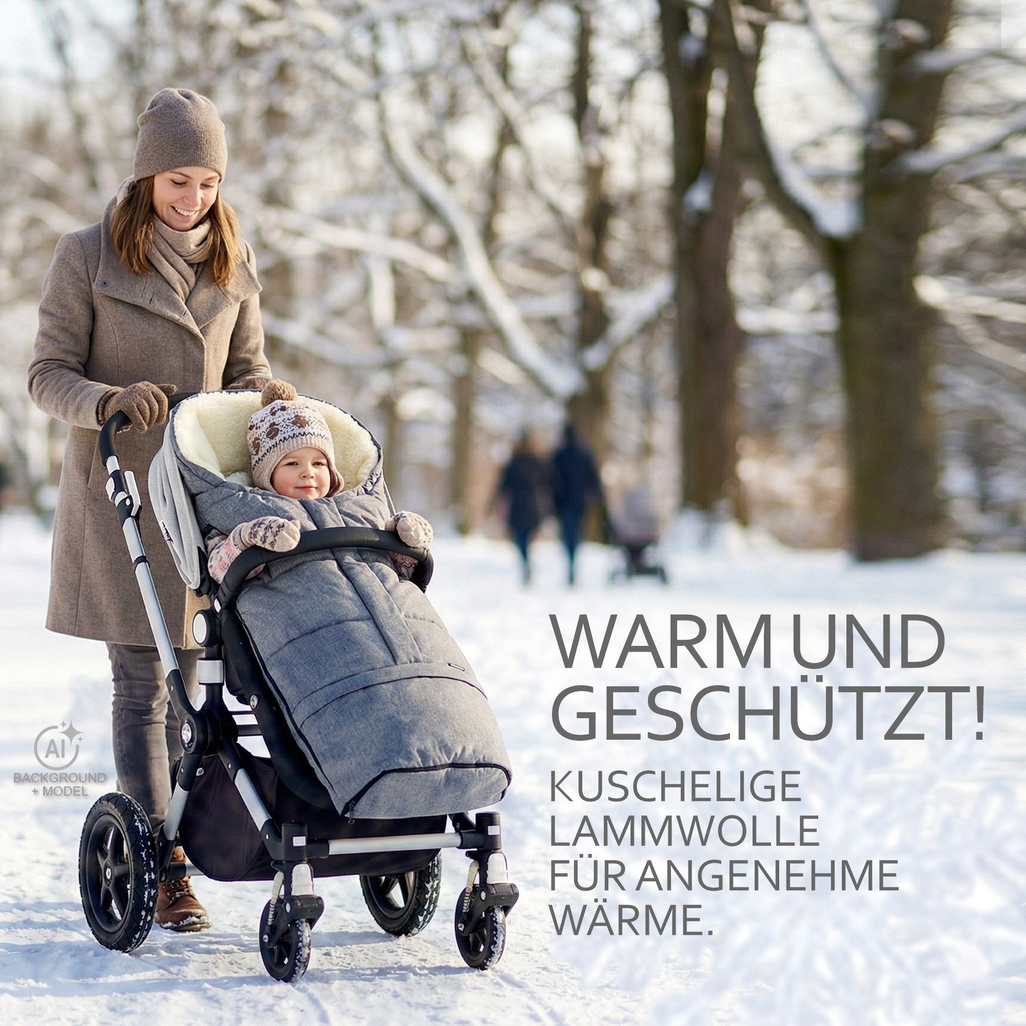 BambiniWelt by Rafael K. Fußsack Winterfußsack Fußsack für Kinderwagen Buggy mumienform Wolle MELIERT, universal für Kinderwagen, Buggy, Jogger, Schlitten – Bild 3 von 5