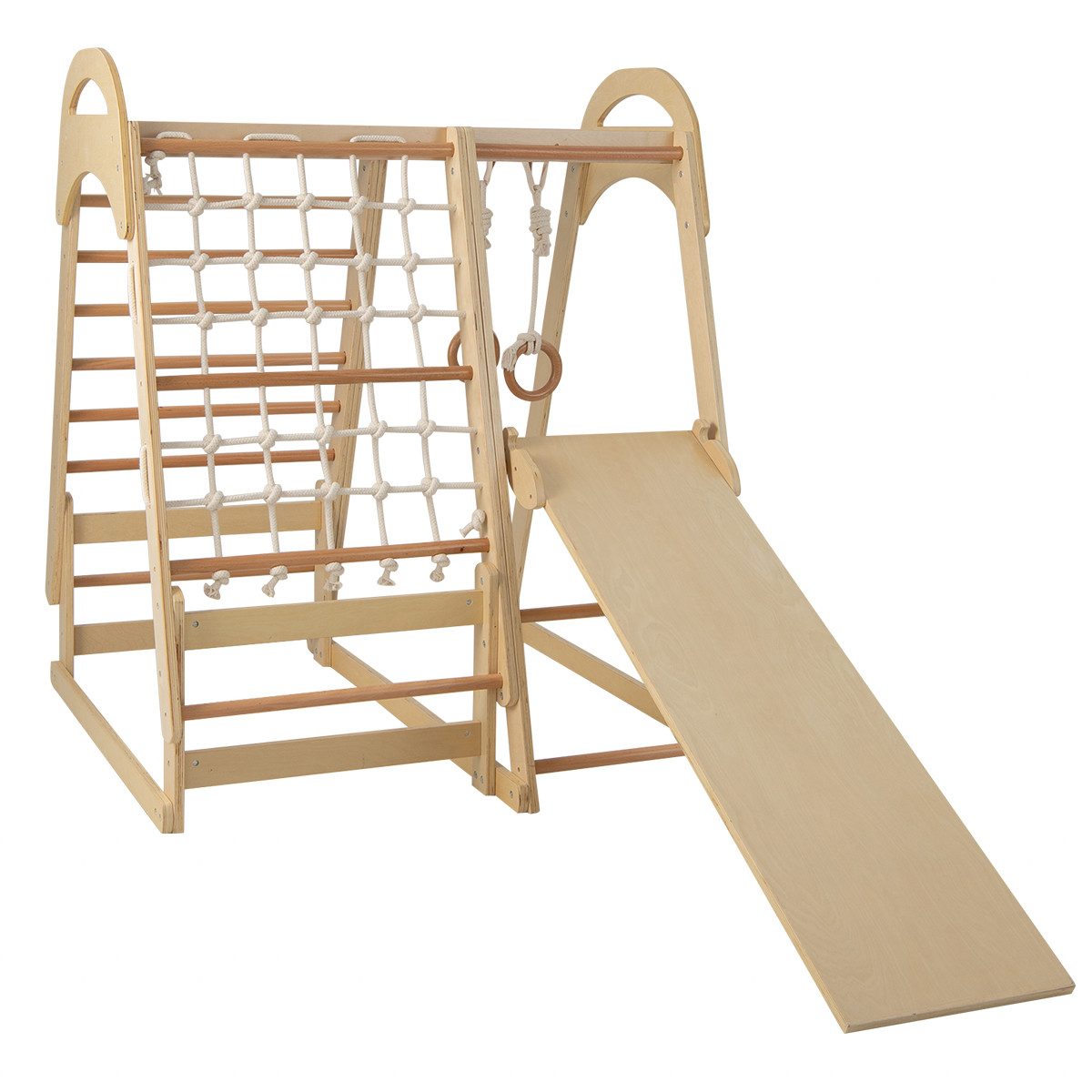 COSTWAY Spielturm 6 in 1 Klettergerüst, Spielhaus, mit Zelt