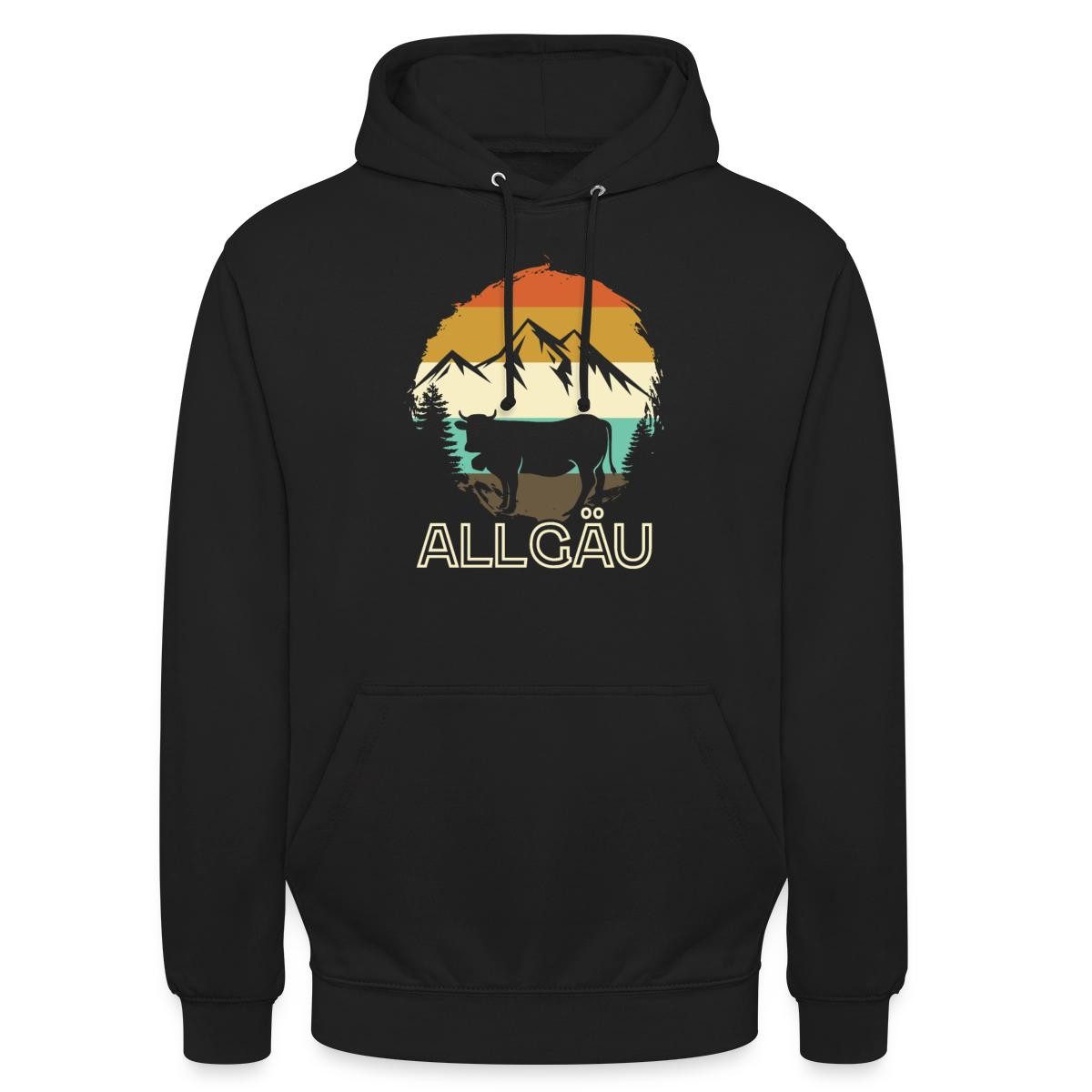 Spreadshirt Hoodie Allgäu Vintage Berge Und Kuh Retro Unisex Hoodie (1-tlg)