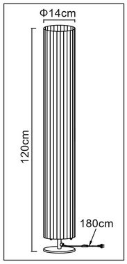 TRANGO LED Stehlampe, 120RL Design Plissee LED Stehleuchte *NIZZA* Stehlampe inkl. 2x 4 Watt E27 LED Leuchtmittel, Wohnzimmer Lampe, Standleuchte rund, Lampenschirm Durchmesser: 14cm Ø - Höhe: 120cm