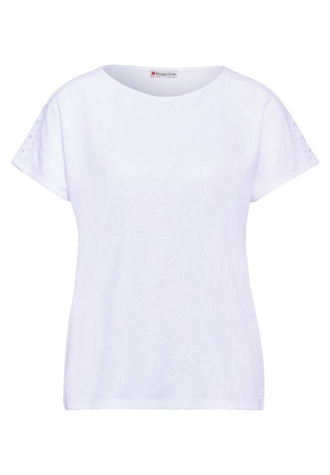 STREET ONE T-Shirt - Leinen-Optik, Stickerei günstig online kaufen