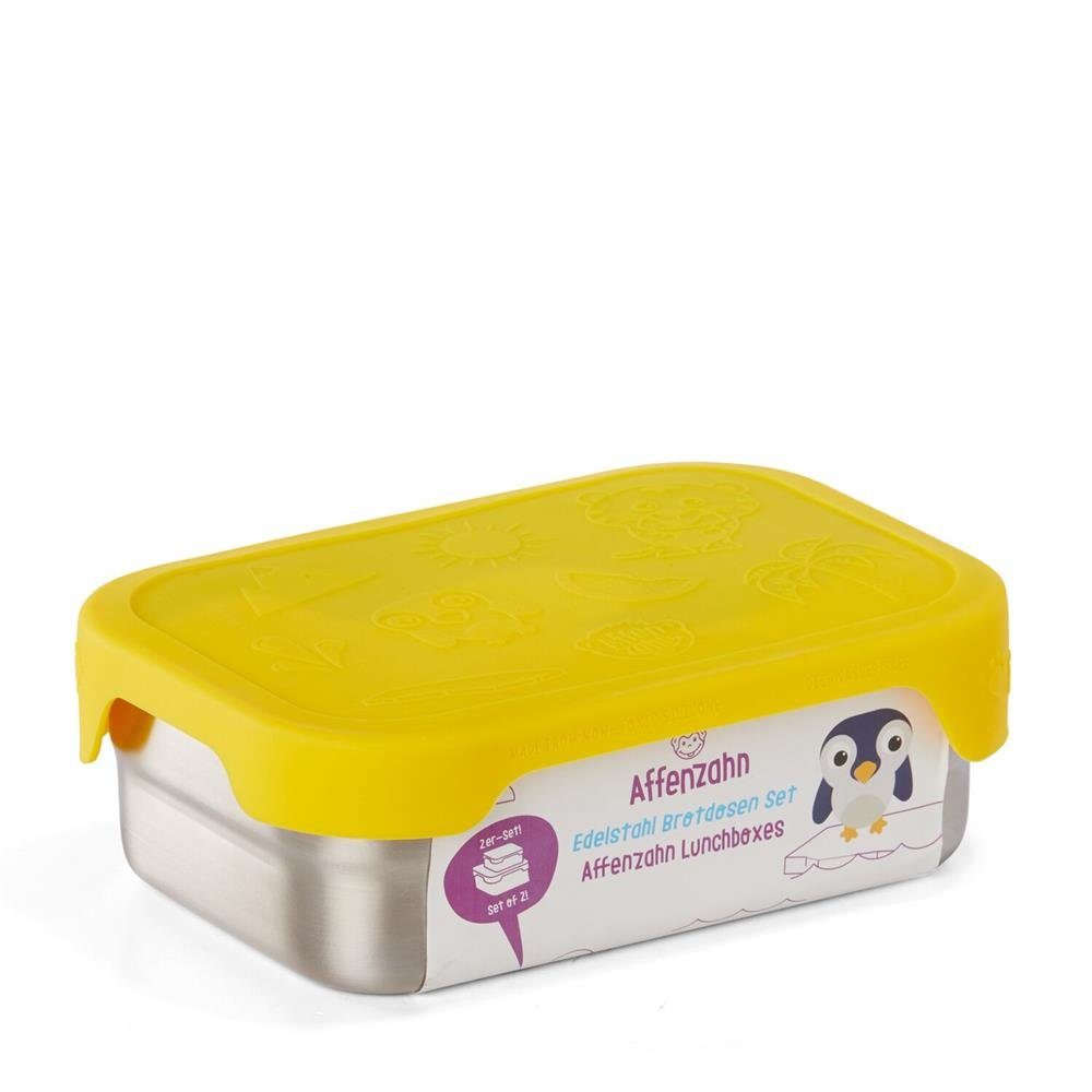 Affenzahn Lunchbox, mit Snackbox, aus Edelstahl, für Kinder gelb