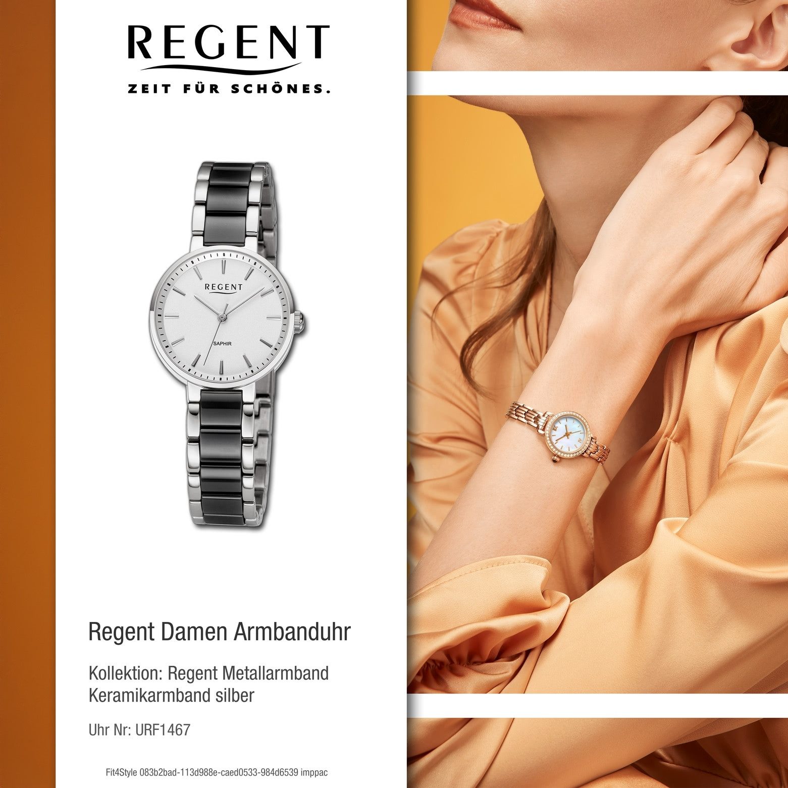 Regent Quarzuhr Regent Damen Armbanduhr Analog, (Analoguhr), Damen Armbanduhr rund, extra groß (ca. 30mm), Keramikarmband