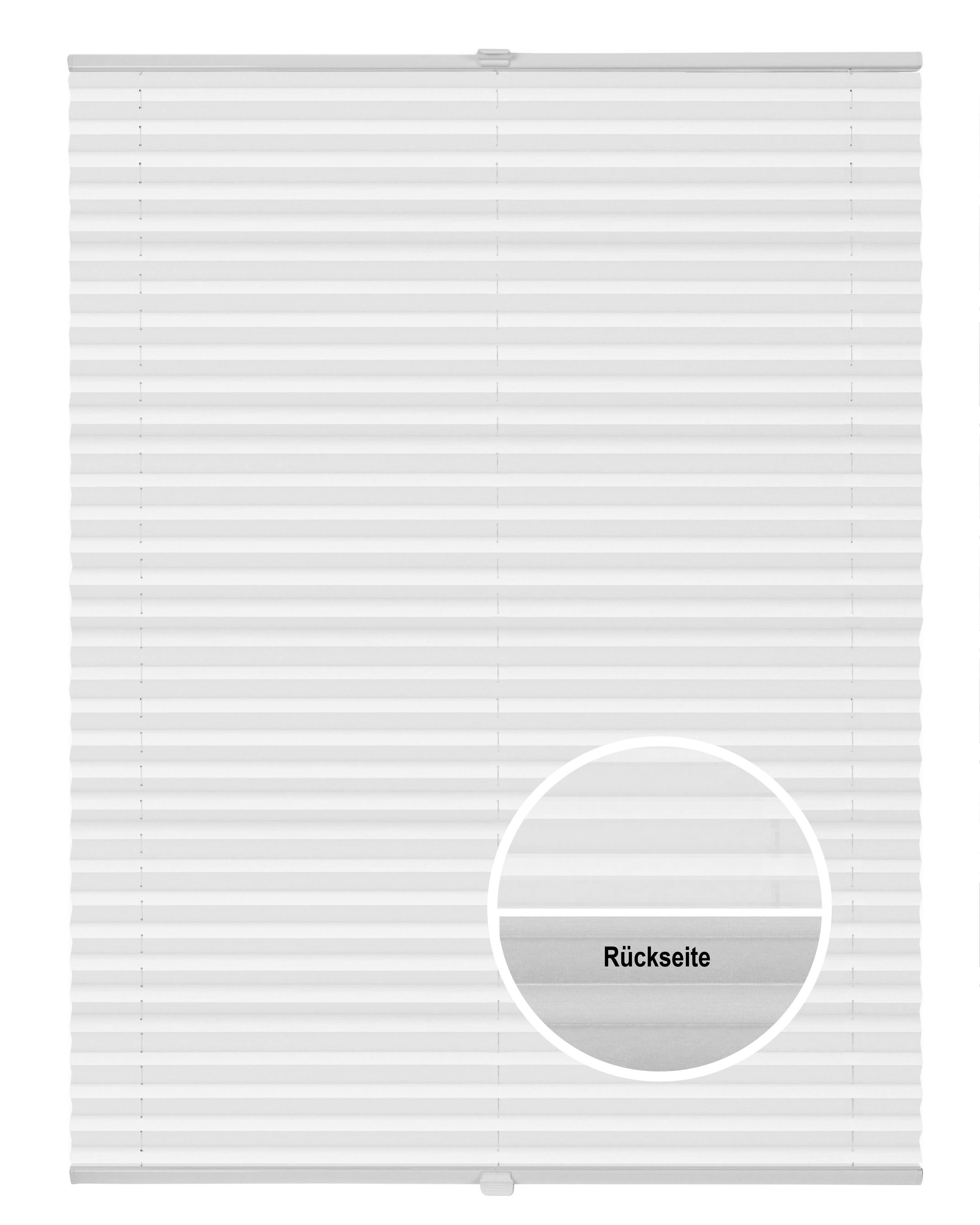 Plissee Basic Thermo, ondeco, ohne Bohren, verspannt, Klemmträger mit Feststellschraube Weiß