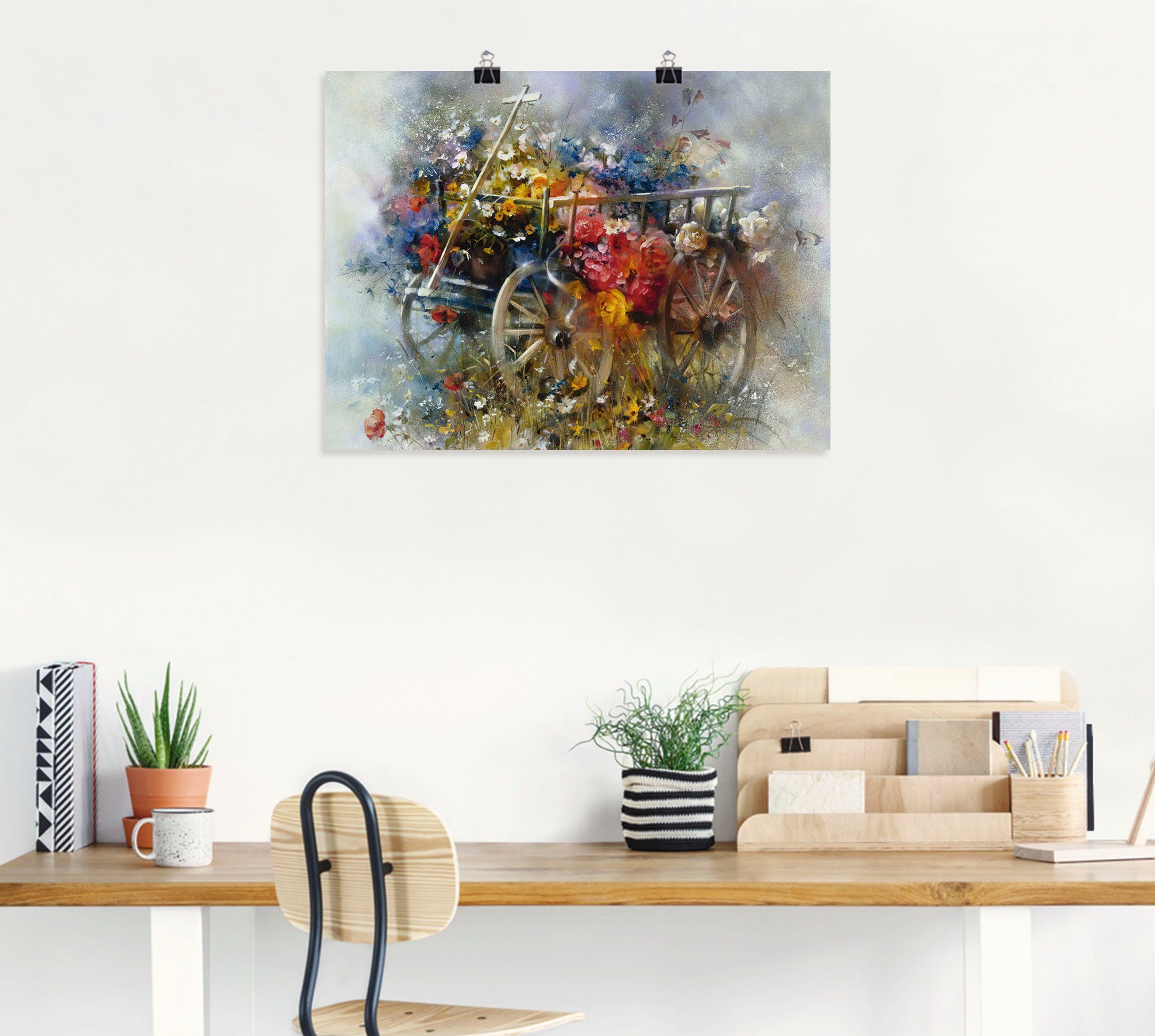 Artland Poster Blumen Schubkarre, Garten (1 St), ohne Rahmen
