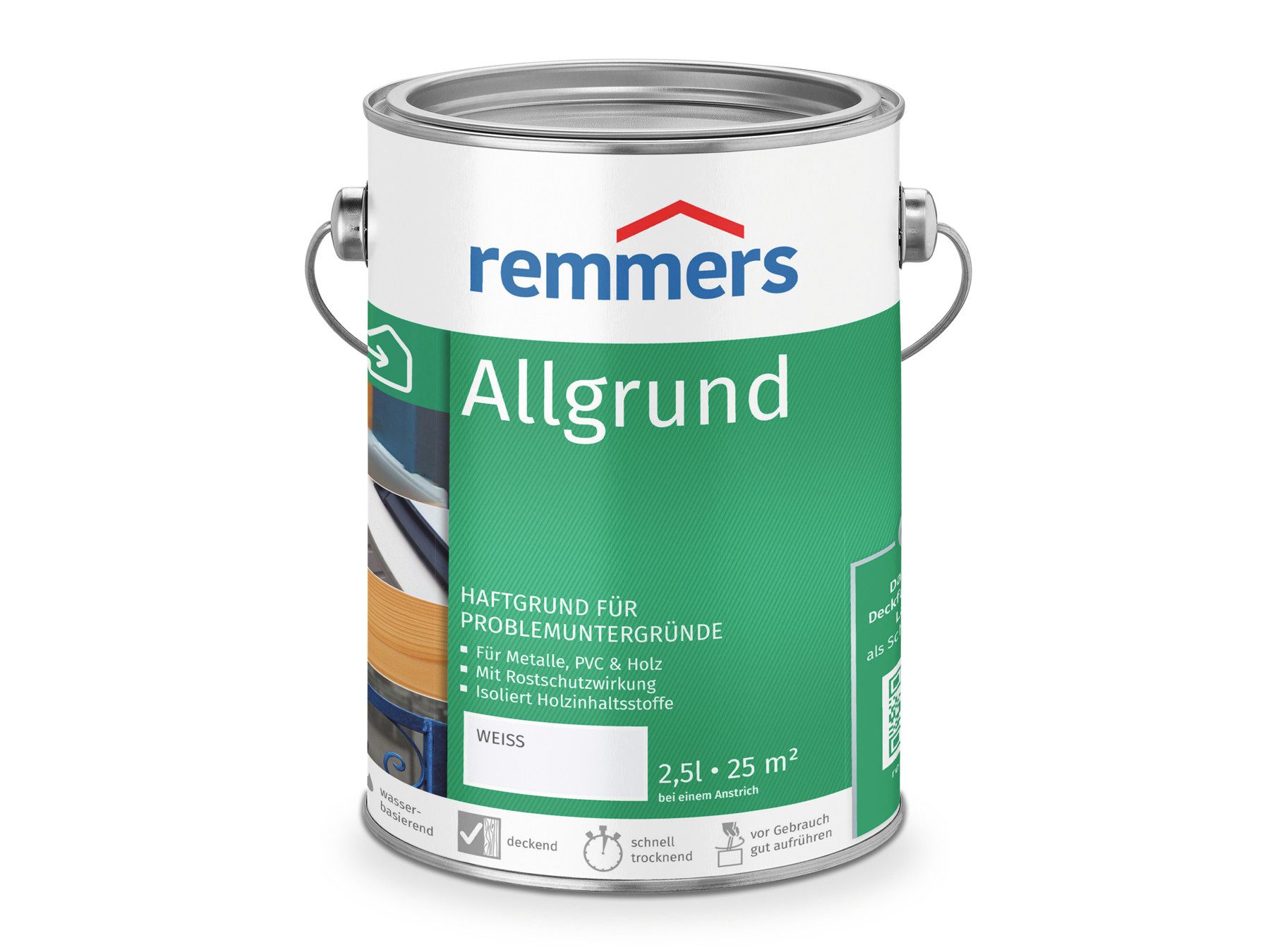 Remmers Isoliergrundierung Allgrund grau 2,5 Liter, für verschiedene Oberflächen mit Rostschutz und Isoliergrund