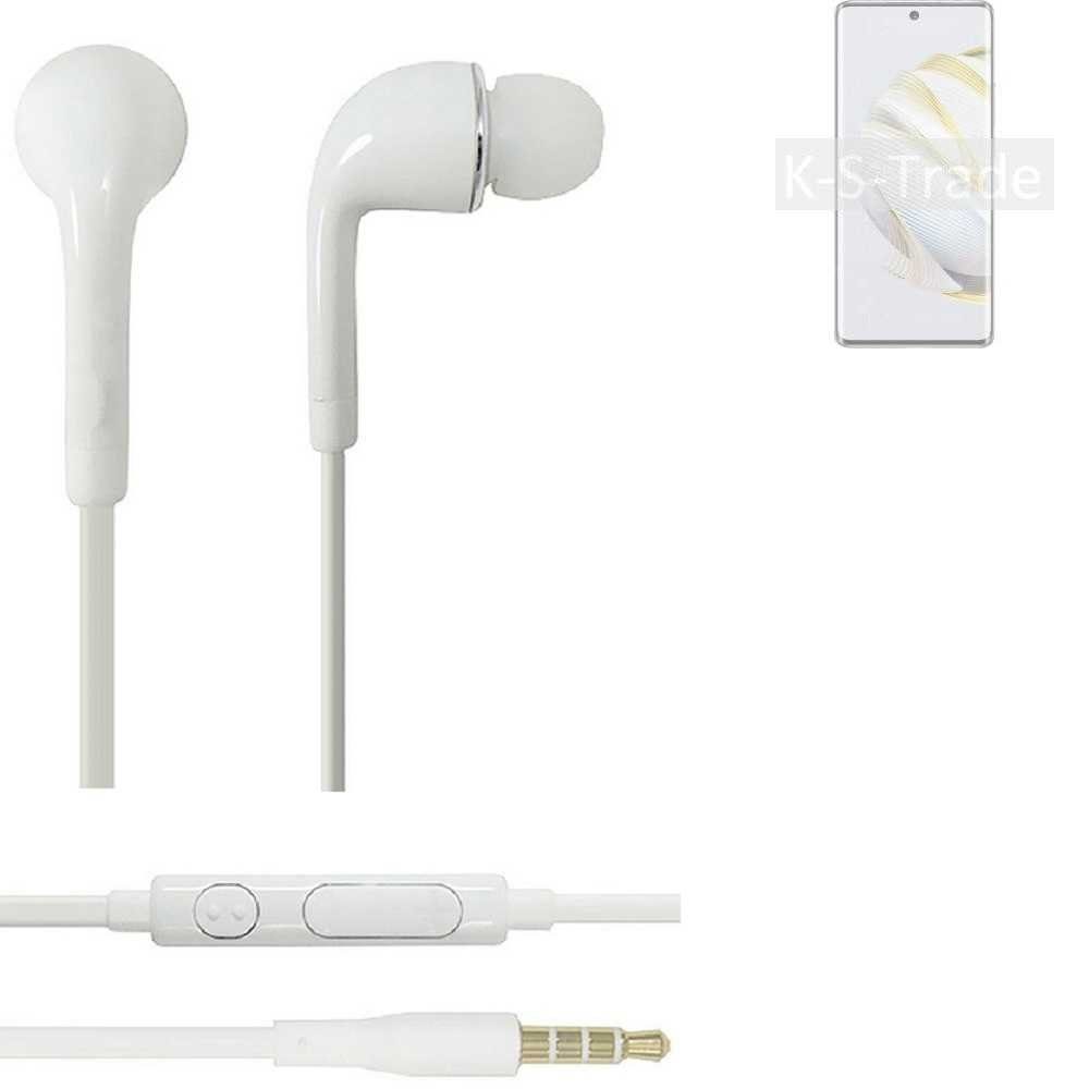 K-S-Trade für Huawei nova 10 In-Ear-Kopfhörer (Kopfhörer Headset mit Mikrofon u Lautstärkeregler weiß 3,5mm) | In-Ear-Kopfhörer