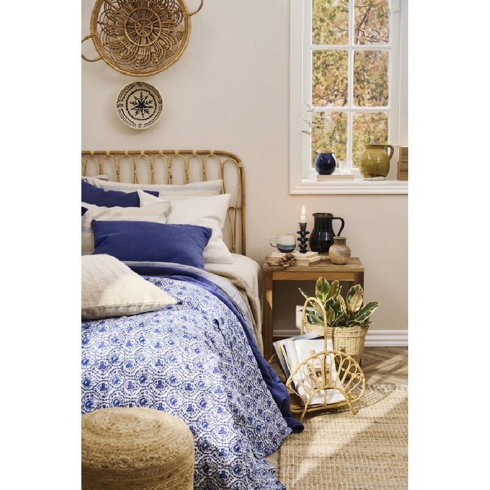 Wohndecke Ib Laursen Quilt Decke Tagesdecke Clara Muster Blau Weiß (130x170cm), Ib Laursen