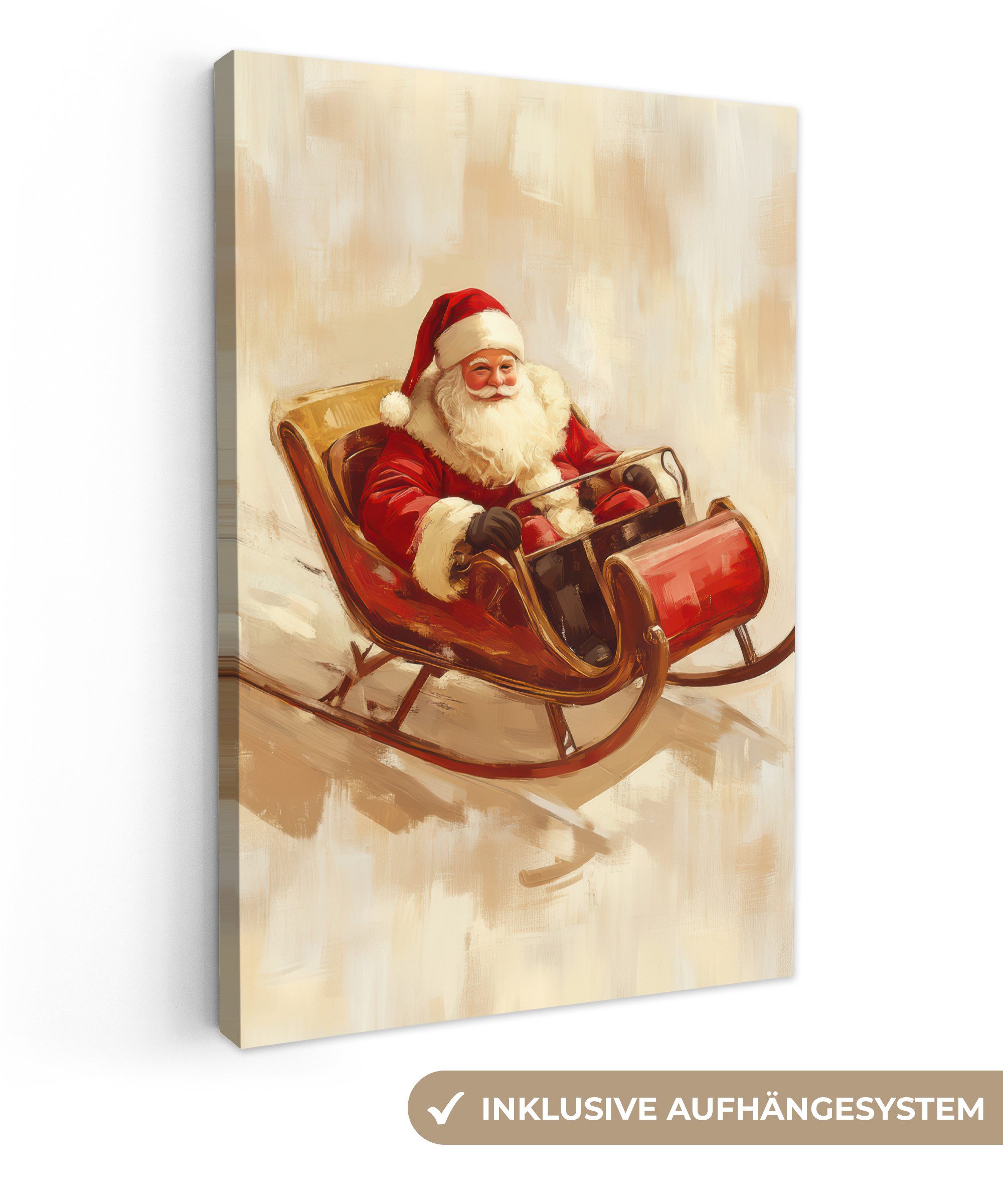OneMillionCanvasses® Leinwandbild Weihnachten - Schlitten - Weihnachtsmann, günstig online kaufen