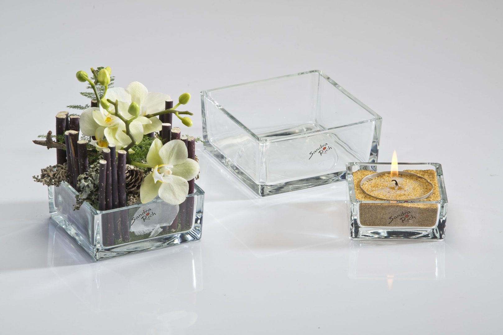 Sandra Rich Teelichthalter SANDRA RICH, GLAS- Schale, "SQUARE bowl 8x8x3,5cm clear"