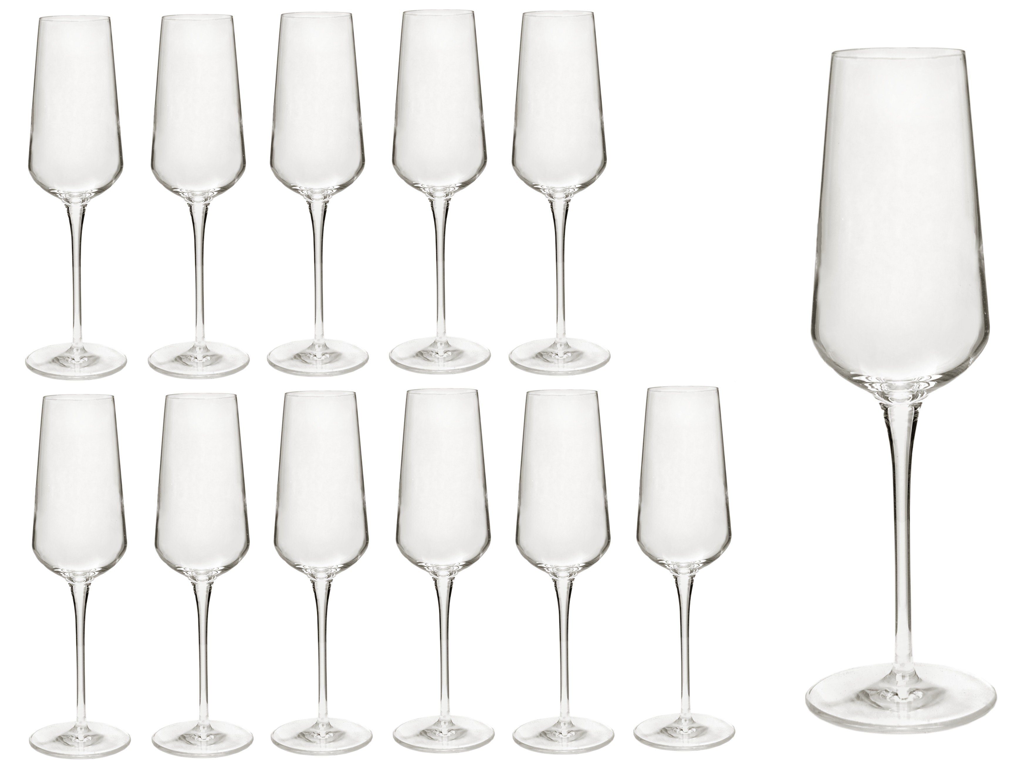 Bormioli Rocco Sektglas 12er Set Sektgläser inAlto 28 cl Champagnergläser  aus erstklassigem Kristallglas, bessere Bruchfestigkeit, filigranes Design