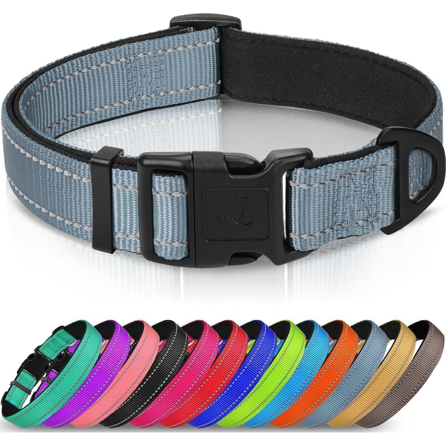 LuxusKollektion Hunde-Halsband Halsband Neopren verstellbar reflektierend große XL (1er Pack) Grau