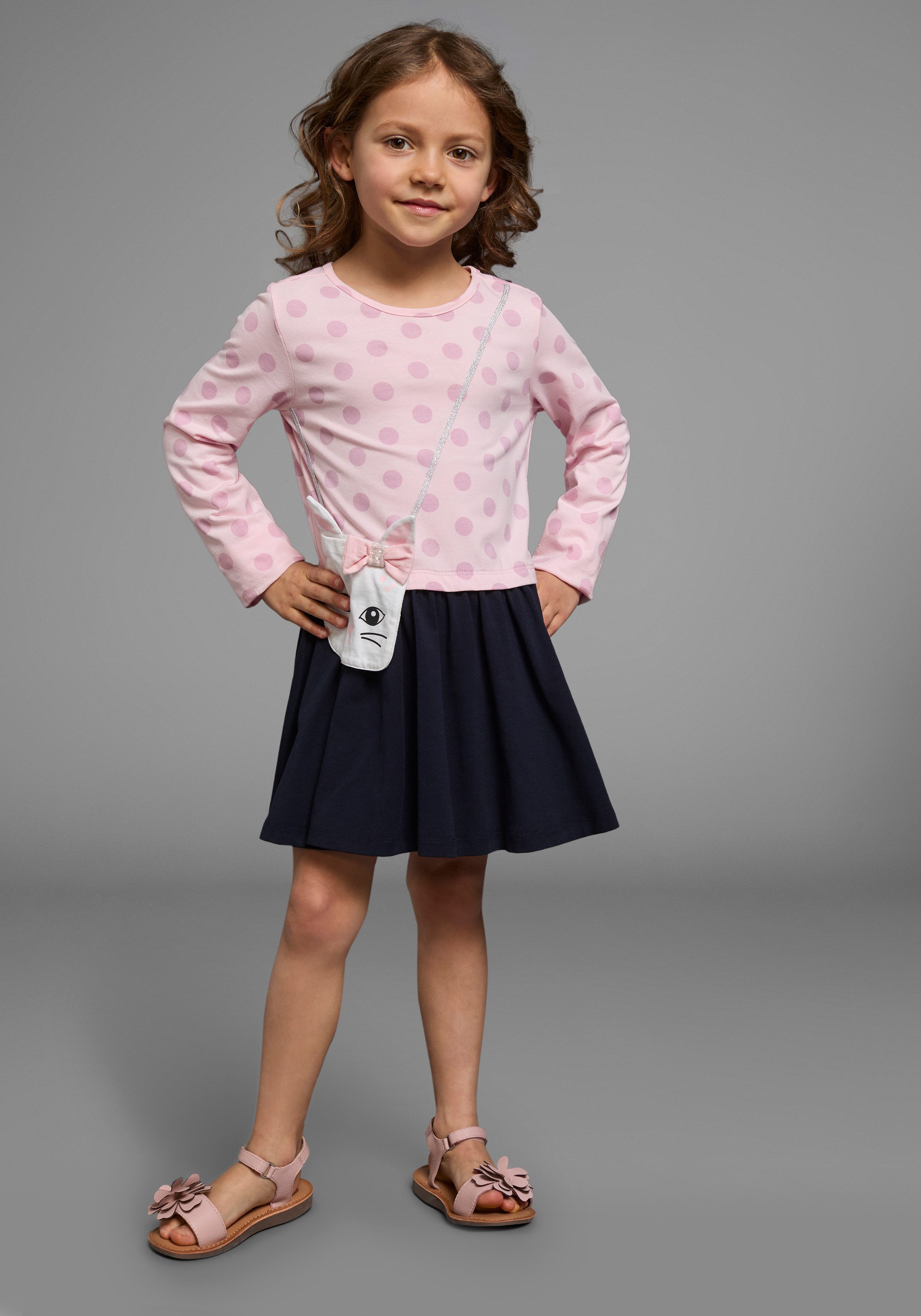 KIDSWORLD Jerseykleid für kleine Mädchen ideal für festliche Anlässe, kniefreie Länge