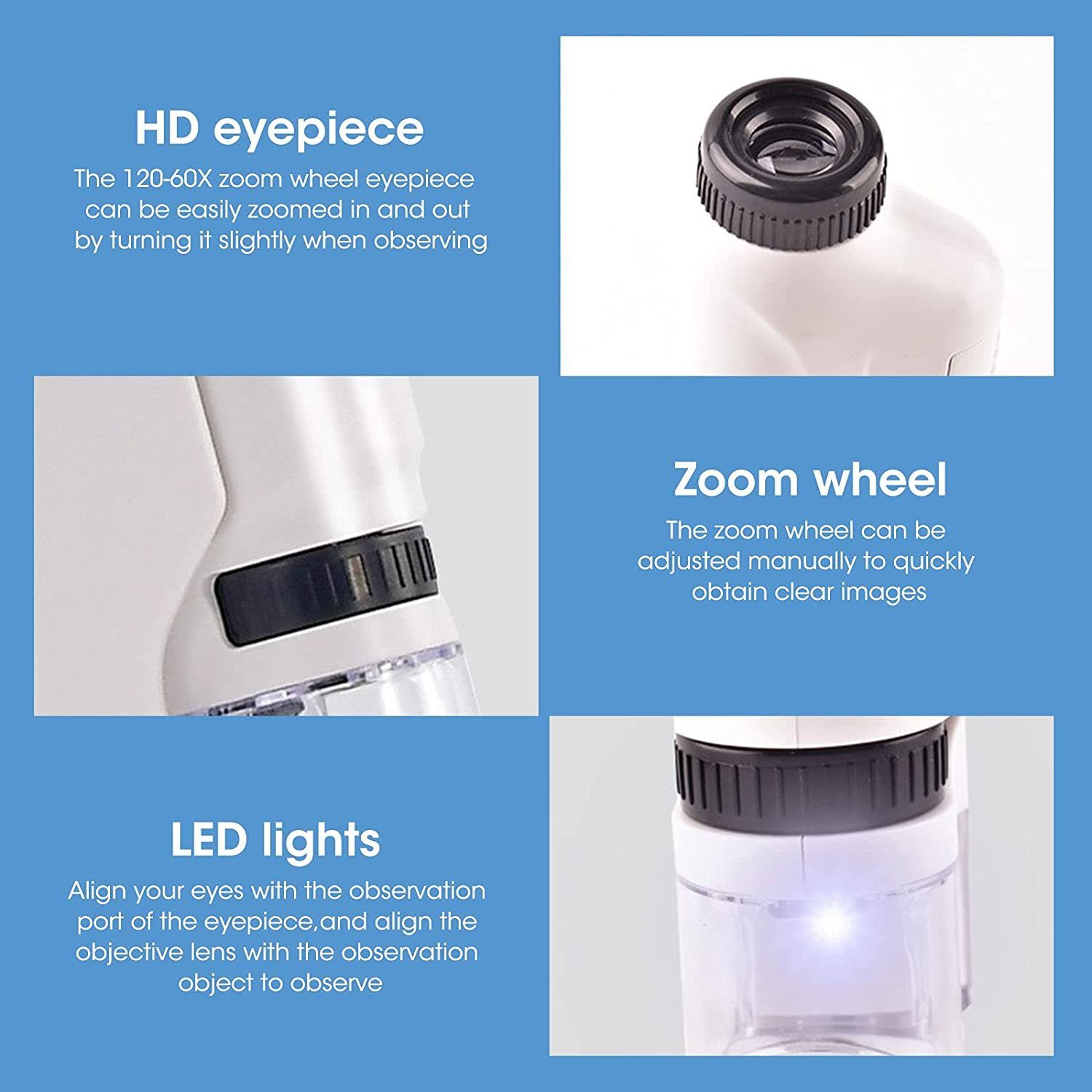 autolock Tragbares 60x-120x LED Taschenmikroskop mit asphärischem Linsensys günstig online kaufen