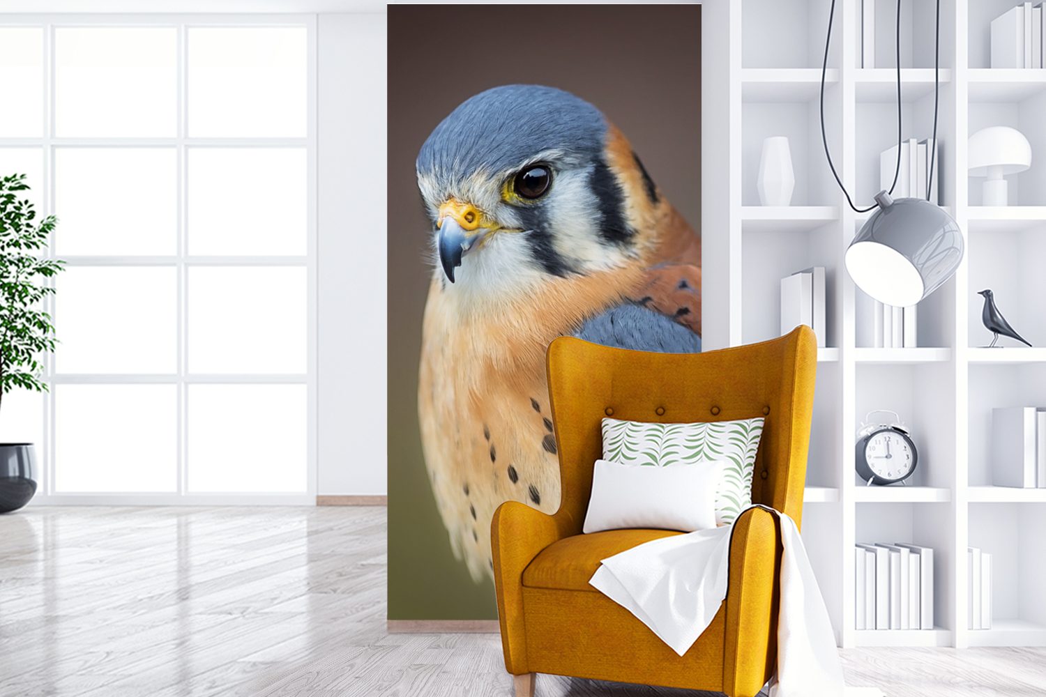Vogel Fototapete bedruckt, (2 Fototapete Wohnzimmer Blau, Makro Vliestapete für Küche, - Matt, - MuchoWow St), Schlafzimmer