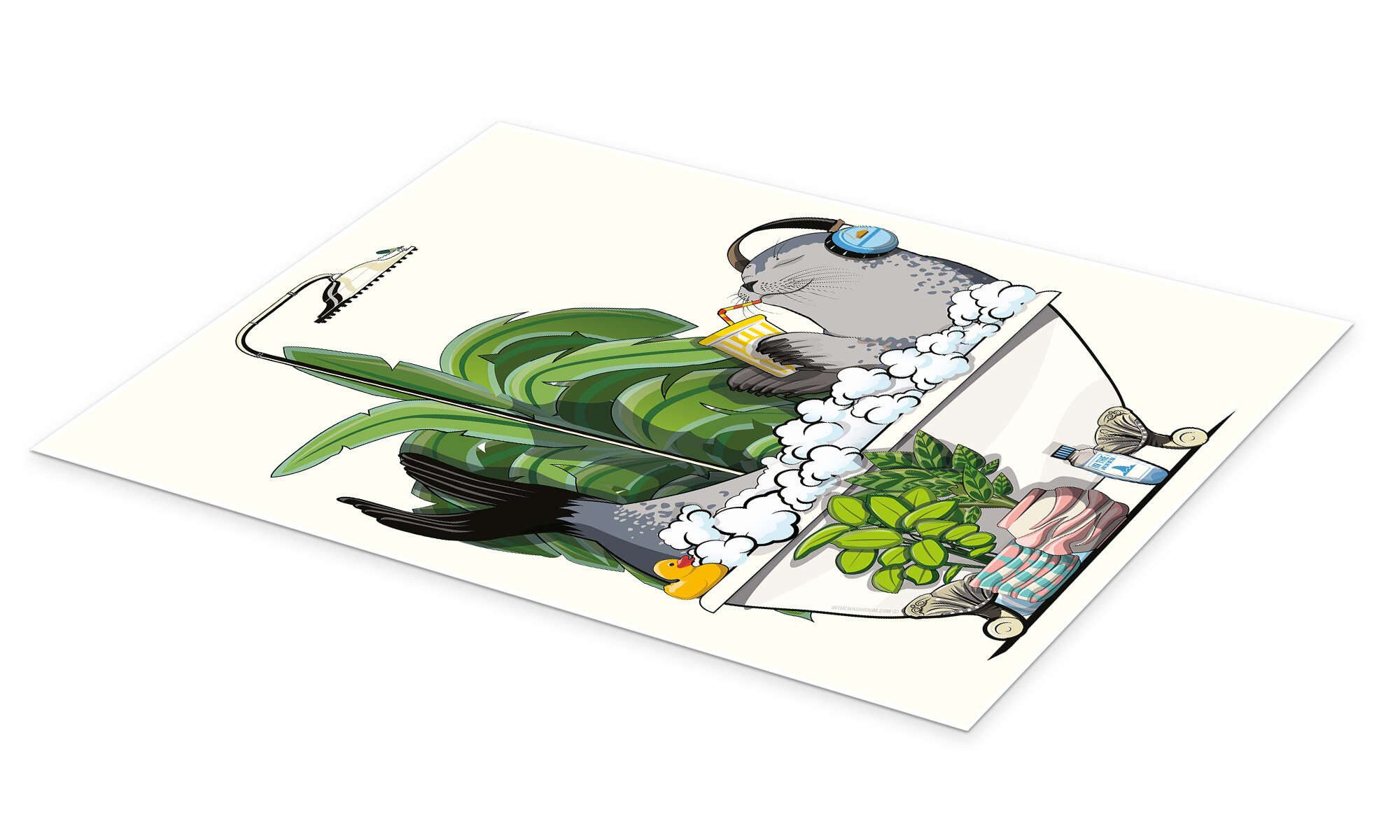 Posterlounge Wandbild Seerobbe im Bad, Wyatt9, erhältlich als Poster, Leinwandbild, Wandsticker oder Acrylglasbild
