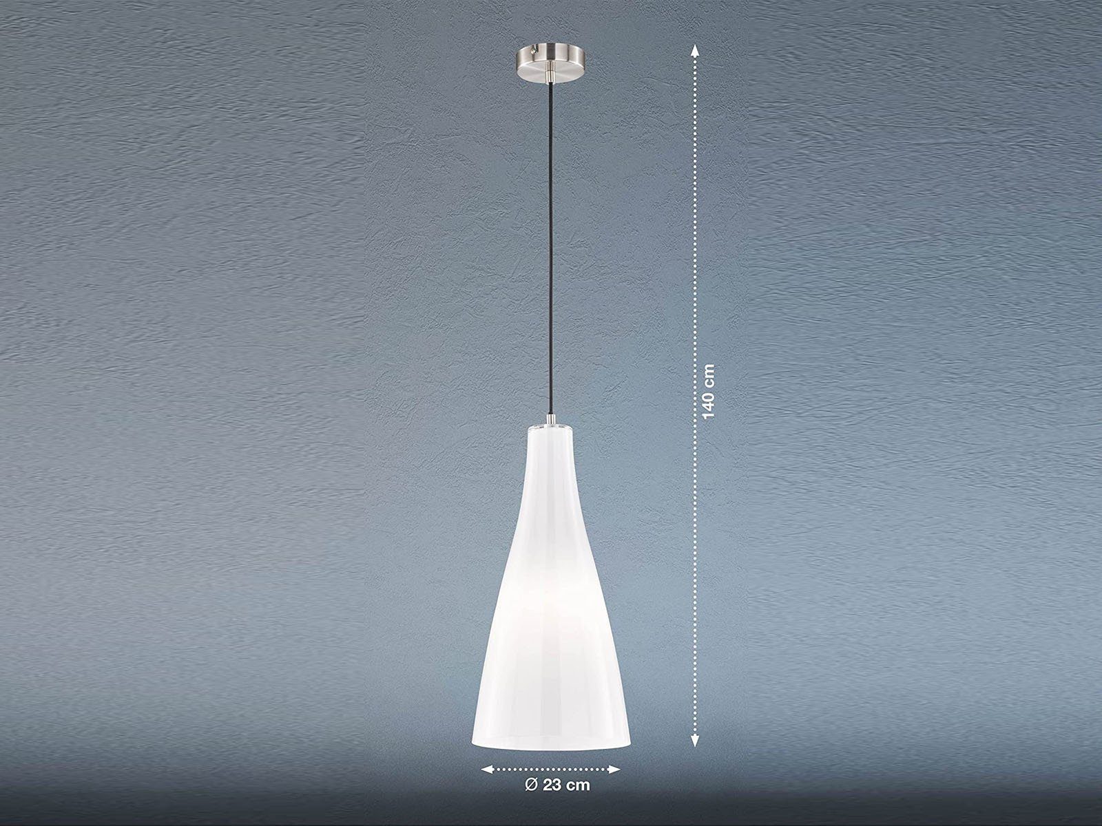 einflammig Glas Ø Lampenschirm Weíß meineWunschleuchte LED klein LED minimalistisch, Warmweiß, Pendelleuchte, wechselbar, dimmbar, 23cm