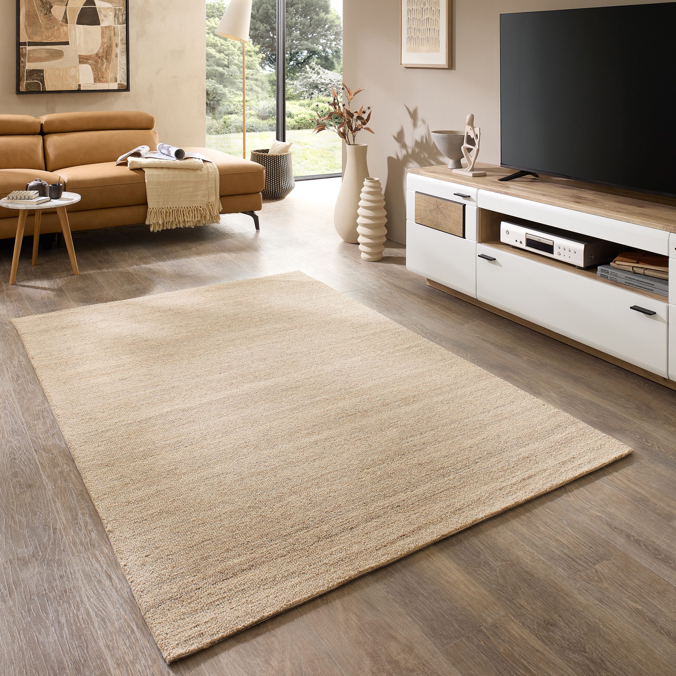 Natur Pur Teppich Natur Loop - handgetufteter UNI Wollteppich, Rechteckig, handgetuftet