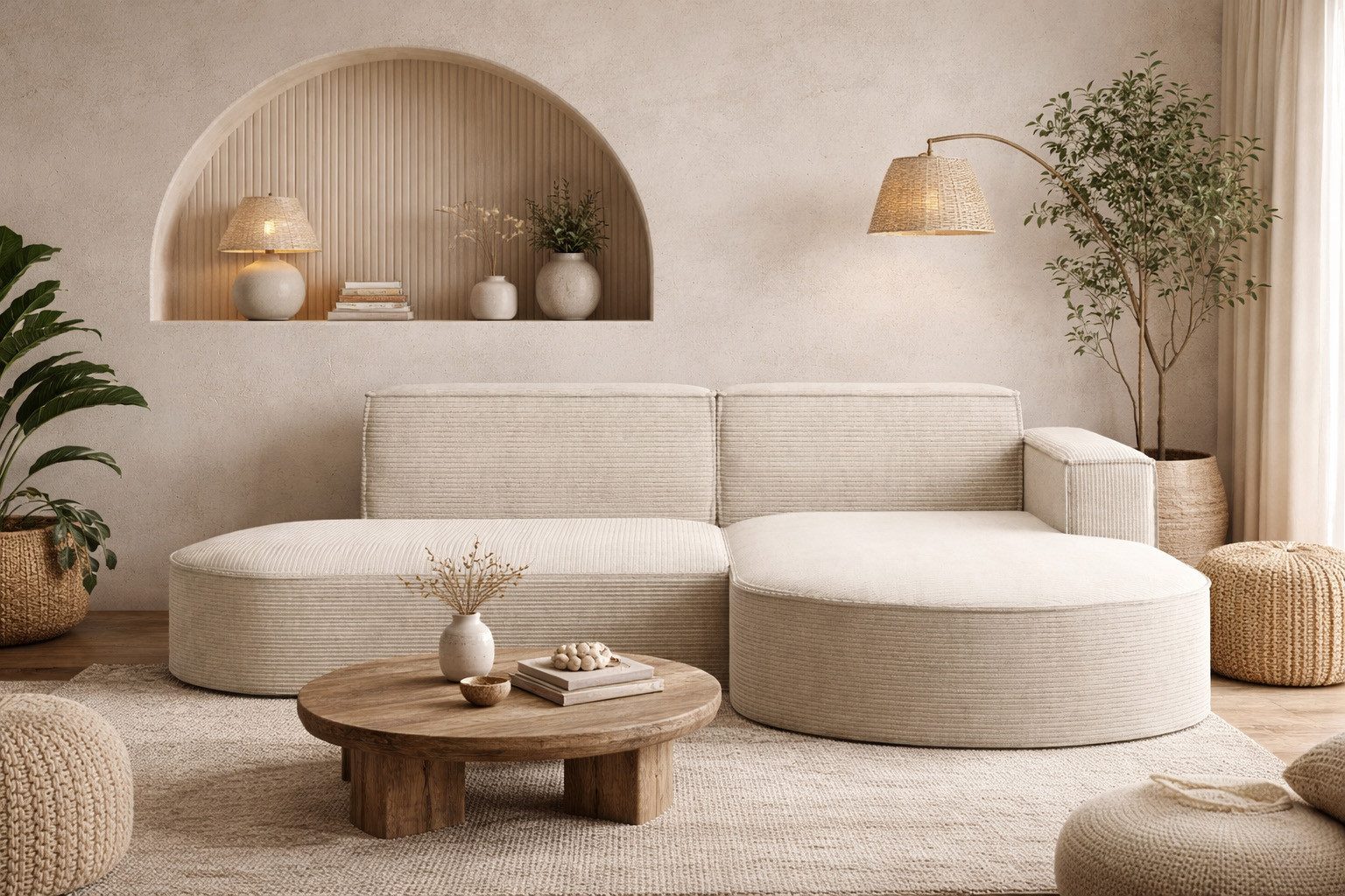 Kaiser Möbel Ecksofa Designer MODENA STUDIO L stoff Cord, Ecksofa, Cord Sofa, L-Form, Links/Rechts wählbar
