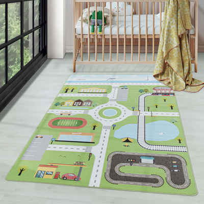 Kinderteppich Straßenteppich, Carpettex, Läufer, Höhe: 7 mm, Kinderteppich Straßenteppich Teppich Kinderzimmer Rutschfest Waschbar