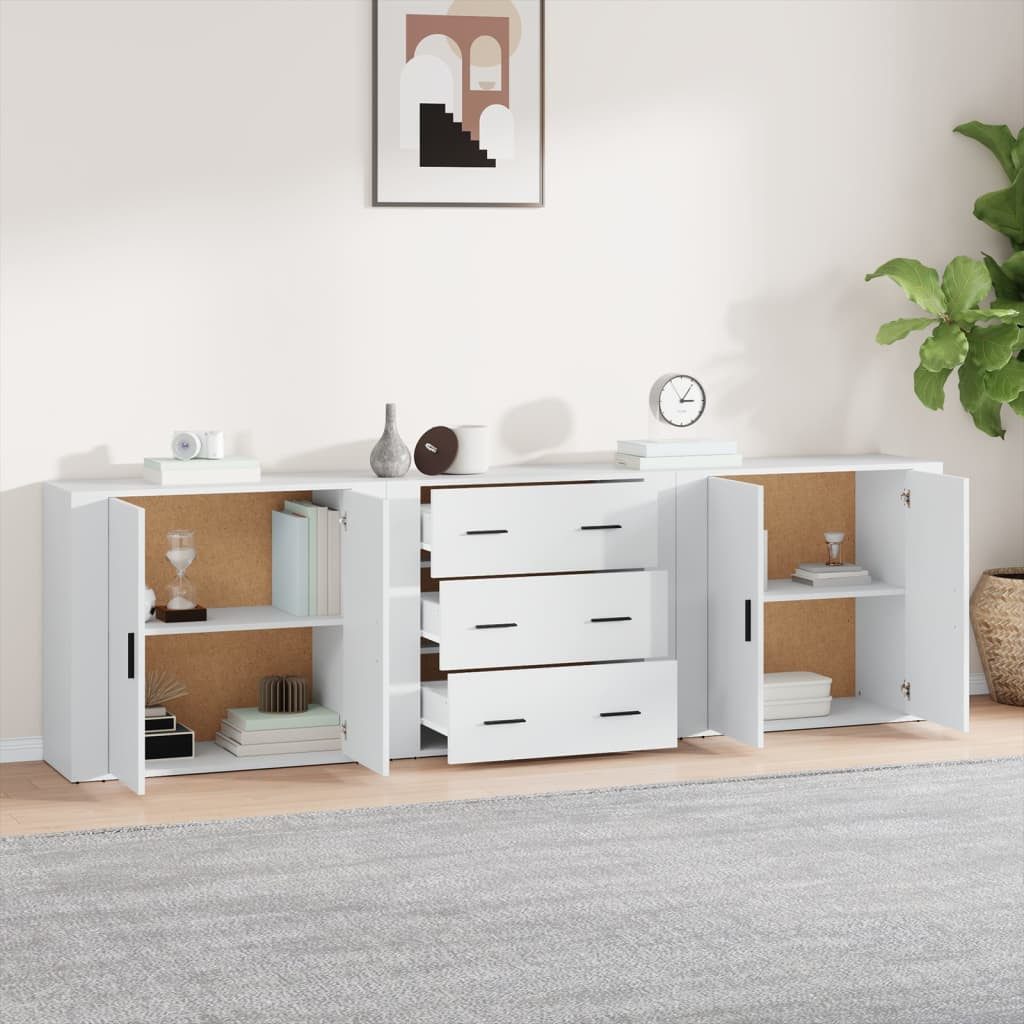 vidaXL Sideboard Sideboards 3 Stk. Weiß Holzwerkstoff (3 St)