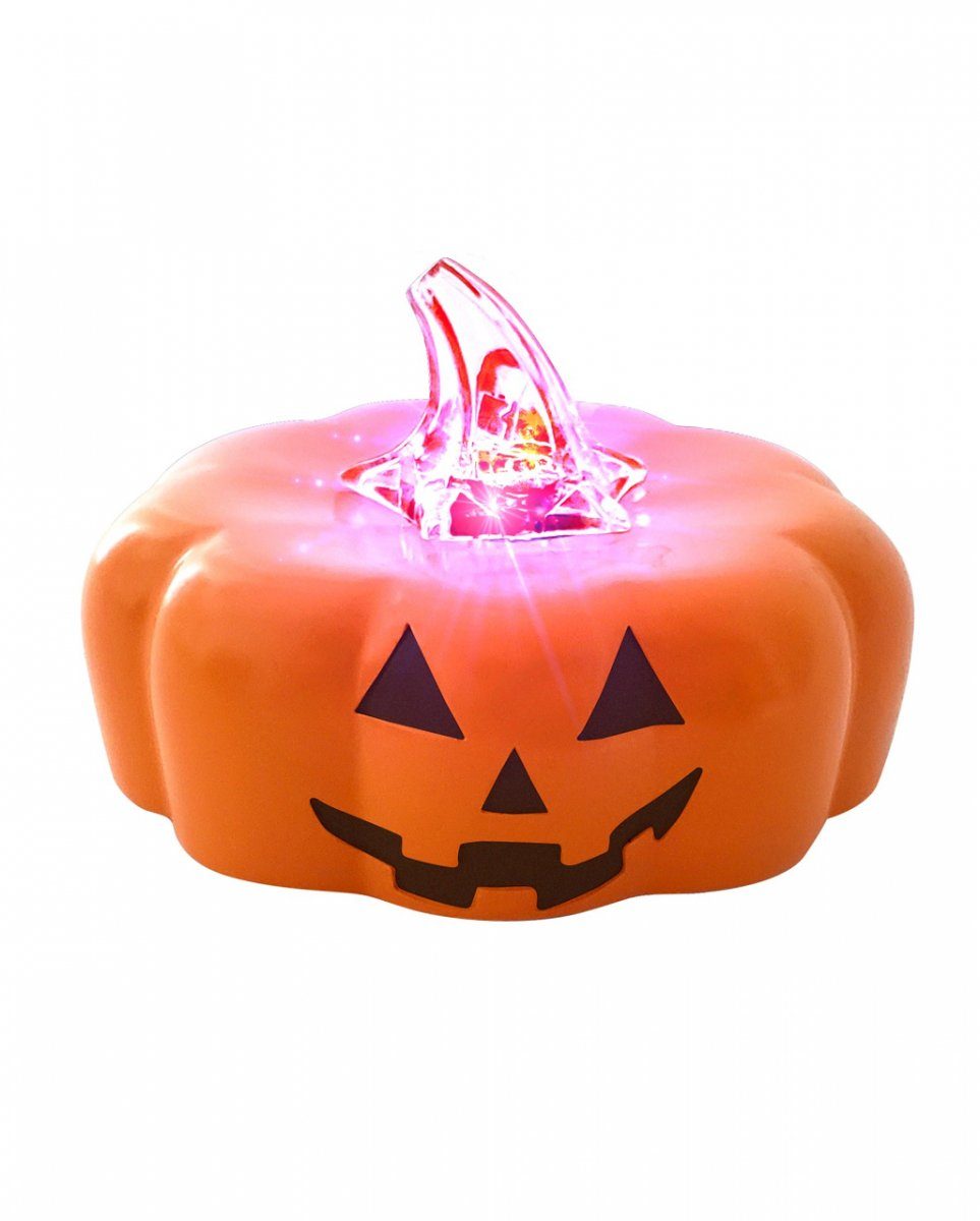 Horror-Shop Dekofigur Mini 7cm Halloween Kürbis LED Flackerlicht
