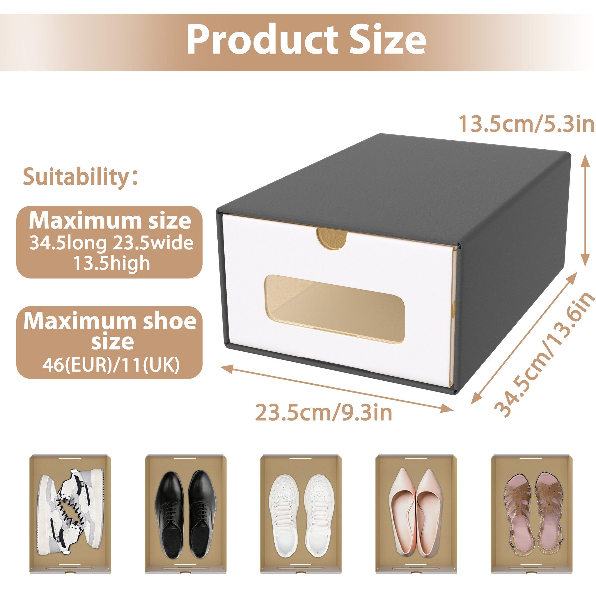 FIVMEN Schuhbox Stapelbar Schuhboxen mit Deckel & Transparent Sichtfenster Praktische (10 St), Stauraum Organizer für Schuhe