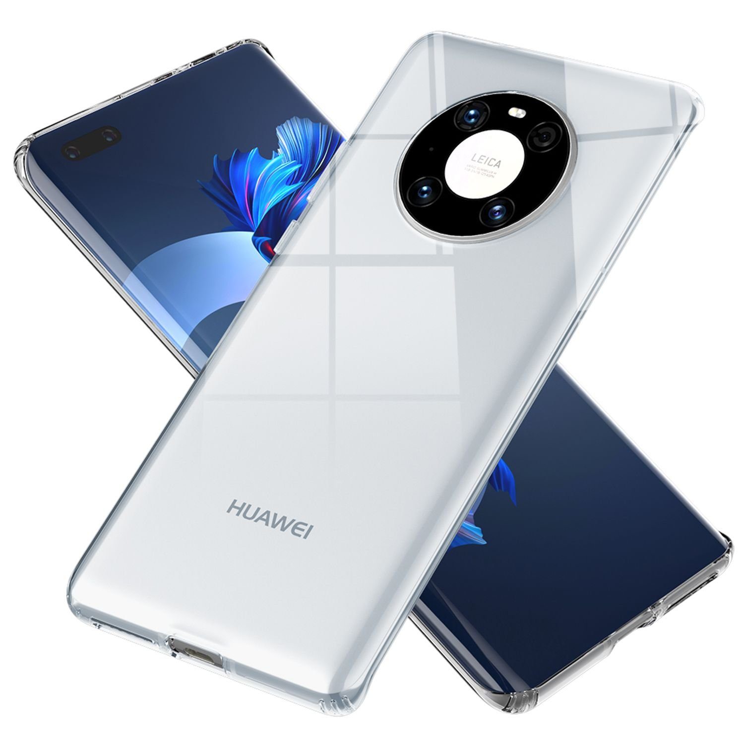 Nalia Smartphone-Hülle Huawei Mate 40 Pro, Klare Hybrid Hülle / Harte Rückseite / Kratzfest / Super Transparent