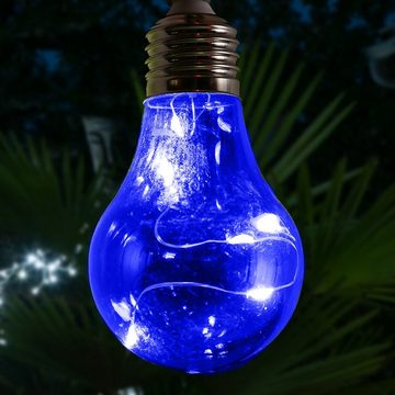 MARELIDA LED-Lichterkette LED Solar Lichterkette Glühbirne bunt 1,9m Garten Retro Garten Balkon