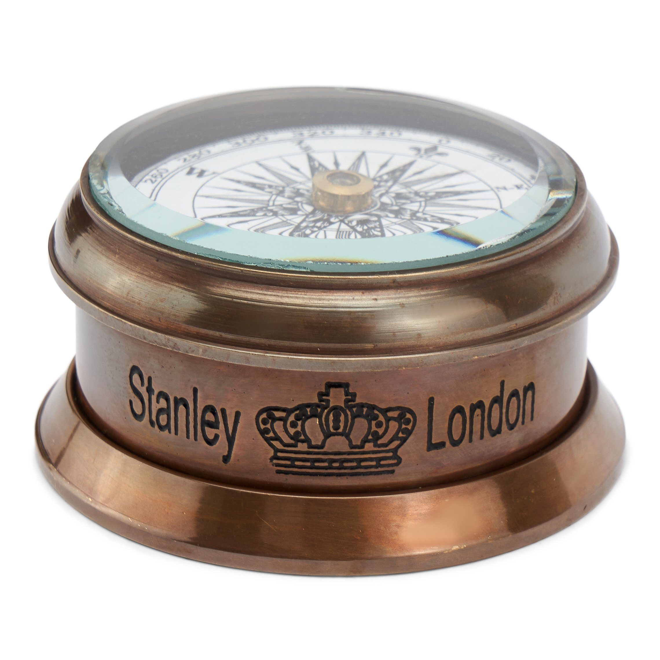 NKlaus Kompass aus Navigationsgerät antik) (Messing Orientierun maritimes Richtungsanzeiger antik Glasdeckel 6cm Messing