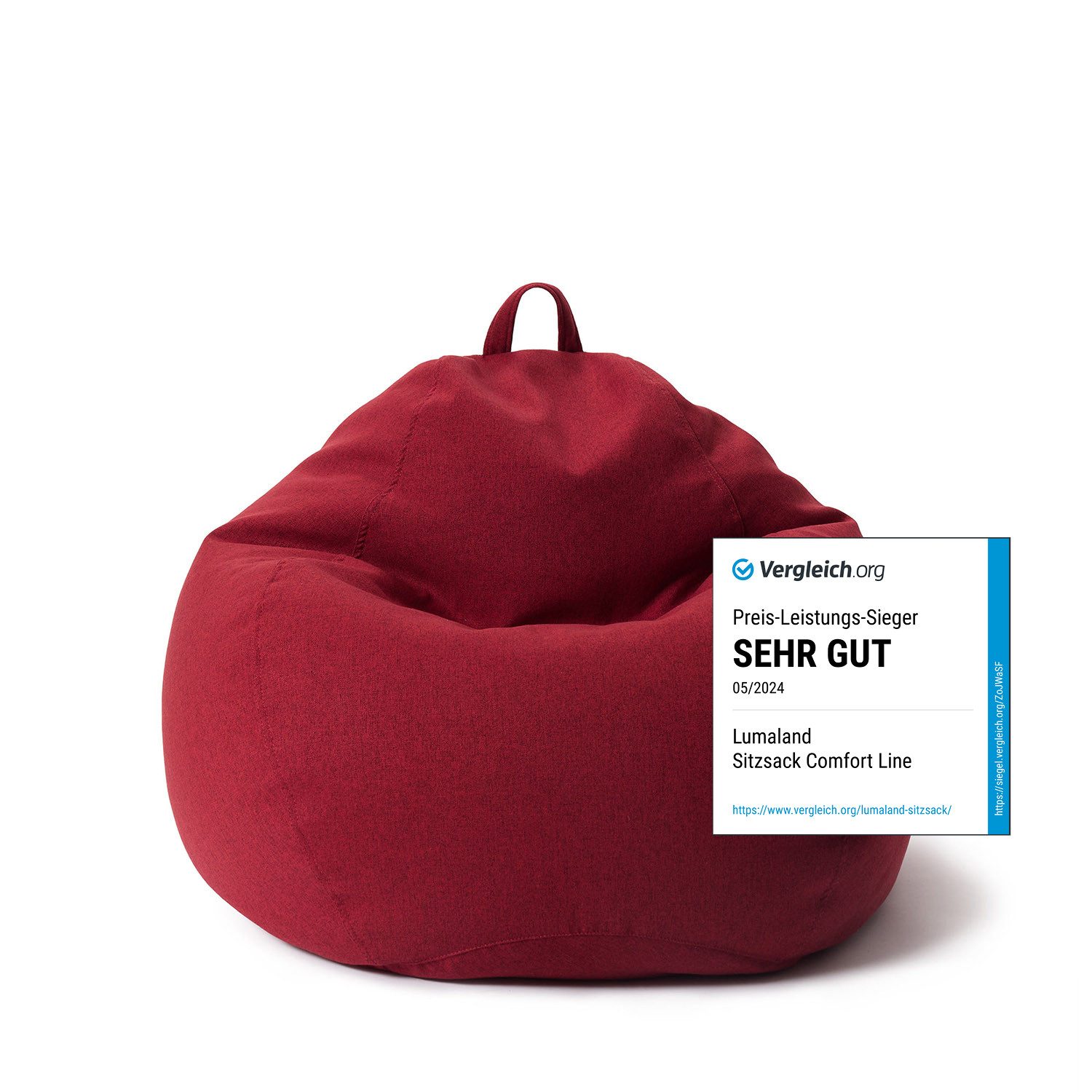 Lumaland Sitzsack Comfort Line, Indoor Beanbag 80x90x50cm mit anpassbaren EPS-Perlen, Weiches & Komfortables Bodenkissen, 185 L Volumen