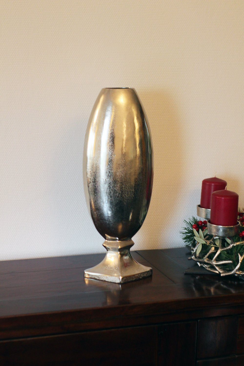 Vase Bodenvase Edels Dekovase edle cm silber große Arnusa Aluminium, Pokal Metall 70 Design