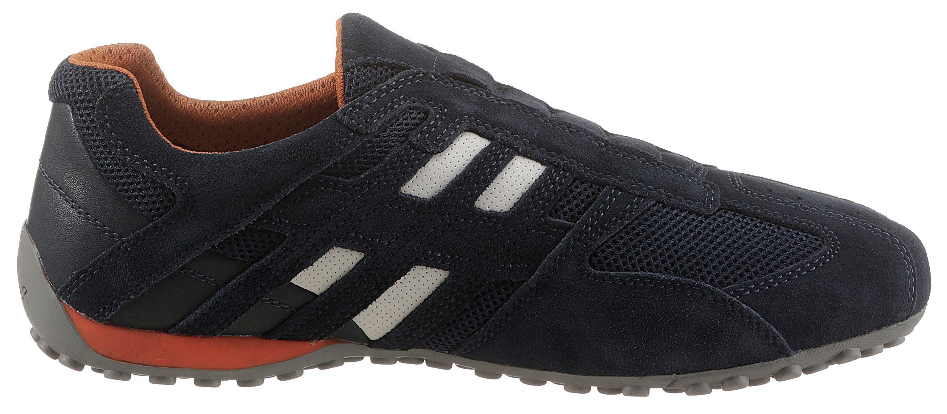 Membrane Slip-On mit Spezial Sneaker dunkel-blau Ziernähten und Geox modischen UOMO SNAKE Geox mit