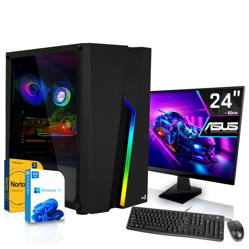 SYSTEMTREFF GamingPCKomplettsystem (24", AMD Ryzen 3 4300G, AMD