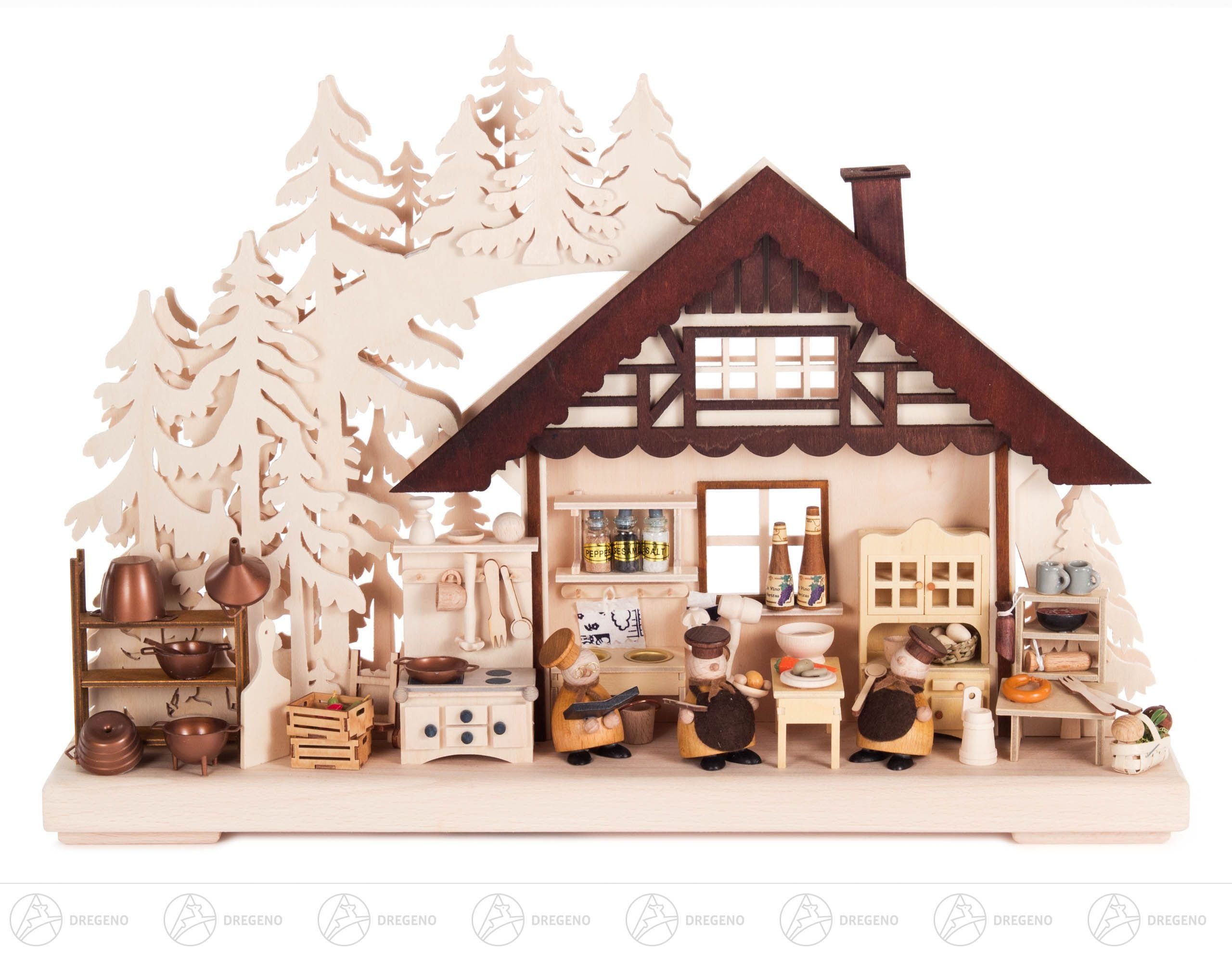 Dregeno Erzgebirge Lichterbogen Schwibbogen "Kochprofis" klein, indirekt elektrisch beleuchtet Breite