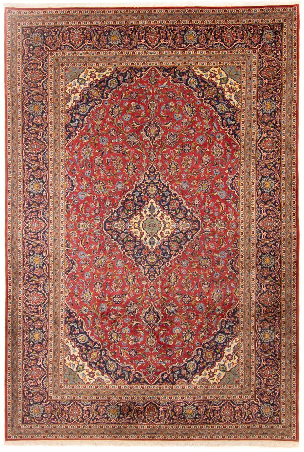 Wollteppich Keshan Medaillon Rosso 350 x 246 cm, morgenland, rechteckig, Höhe: 10 mm, Unikat mit Zertifikat