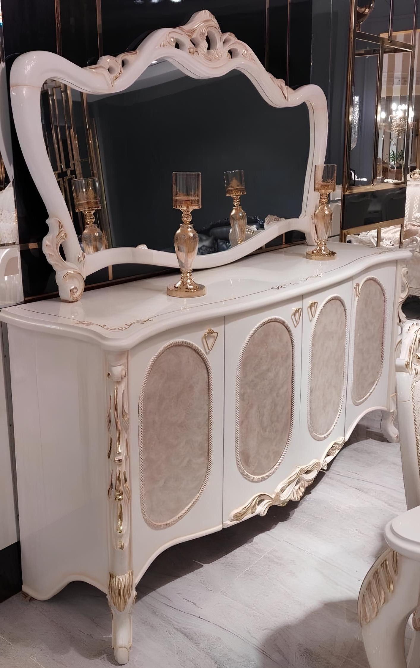 Xlmoebel Kommode Design Konsole aus Holz mit Spiegel für luxuriöses Wohnzimmer (Anrichte mit Spiegel), Hergestellt in Europa