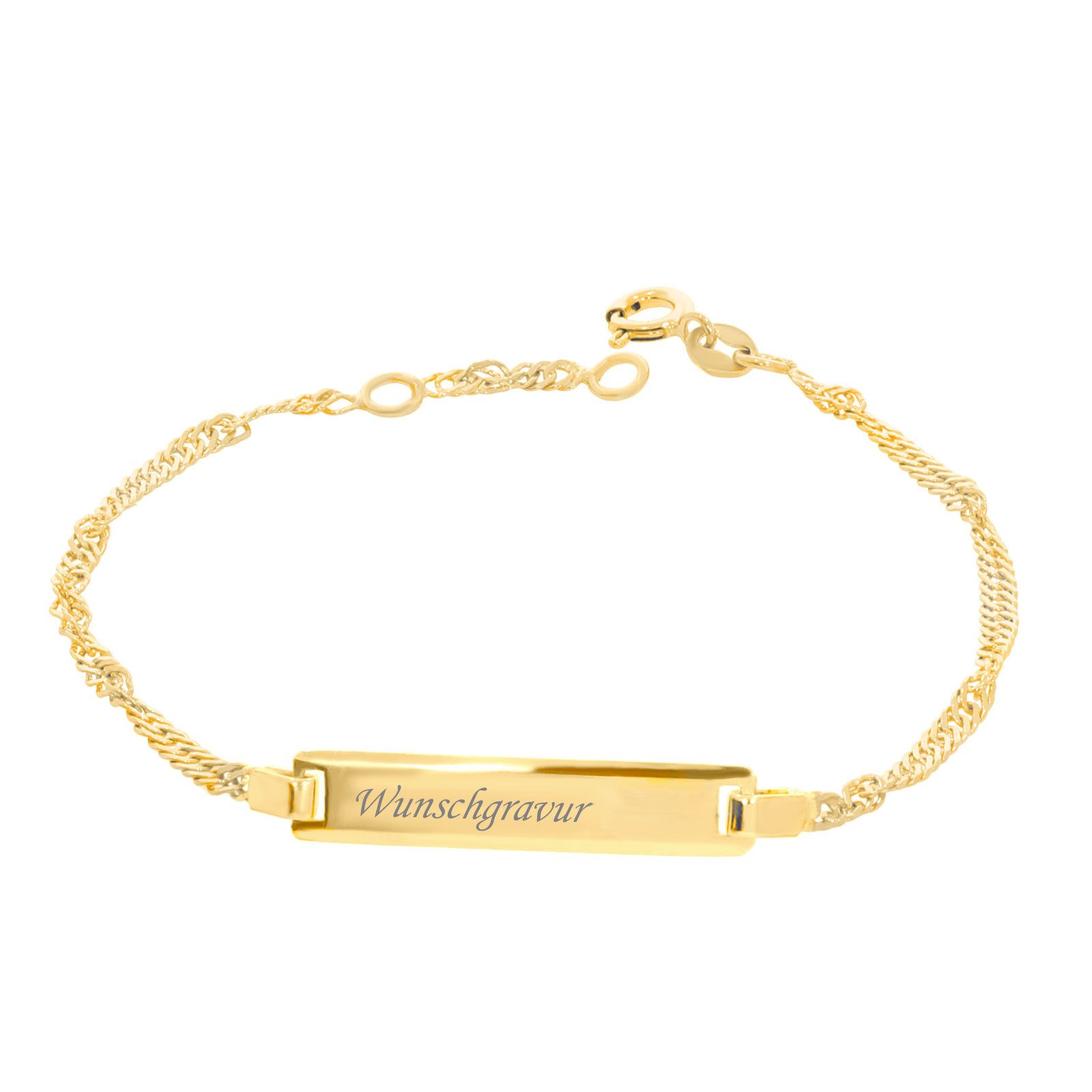 Stella-Jewellery Goldarmband 585 Gelbgold ID Armband Singapurkette 20cm (inkl. Etui, 1-tlg), Armkette, ID Goldarmband für Damen