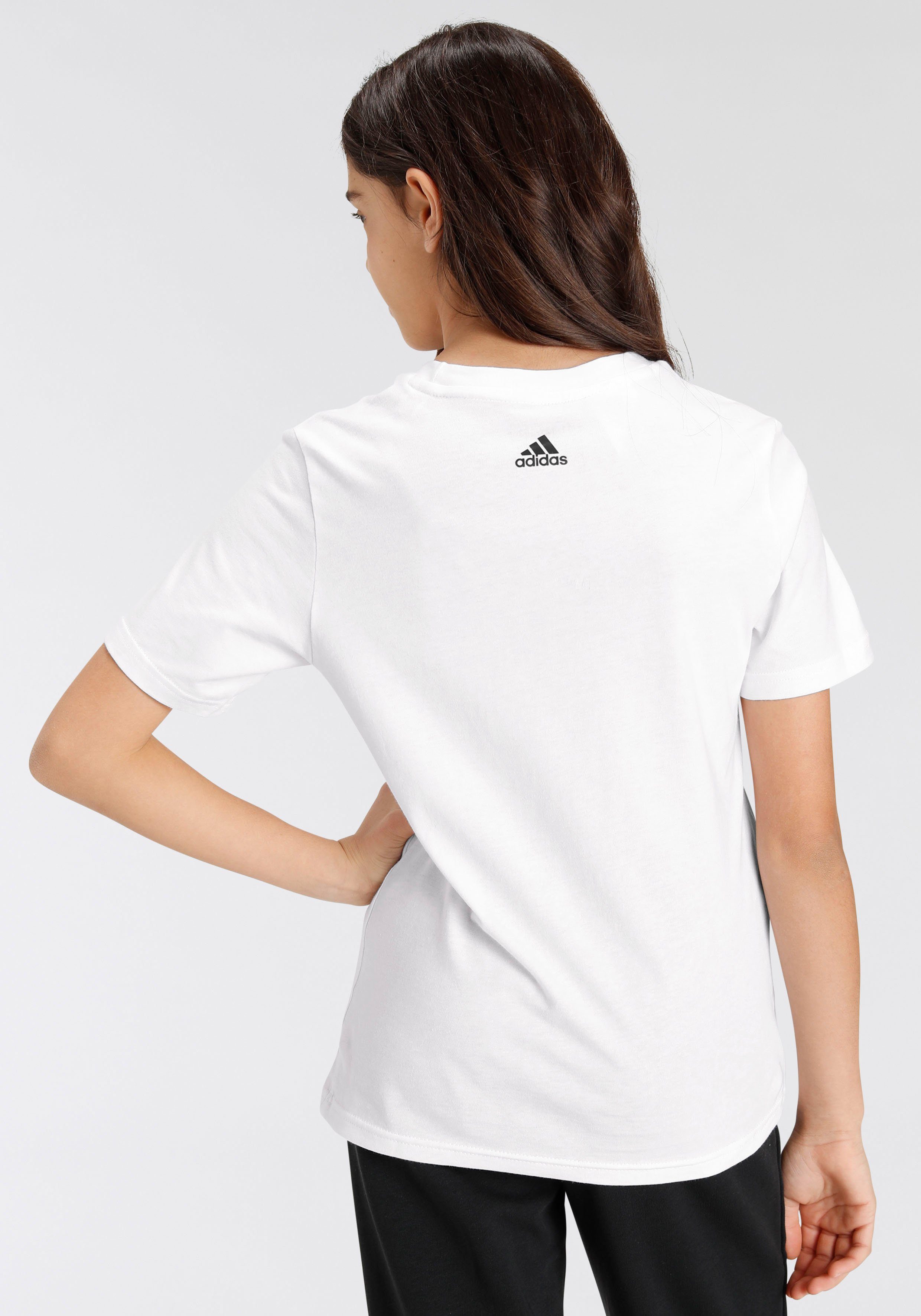 / COTTON Black T-Shirt LINEAR LOGO adidas White Sportswear ESSENTIALS