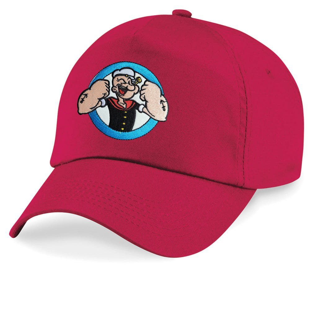 Blondie & Brownie Baseball Cap Kinder Popeye Arm Stick Patch Spinat Stark Fitnes Gym One Size Rot | Baseball Caps