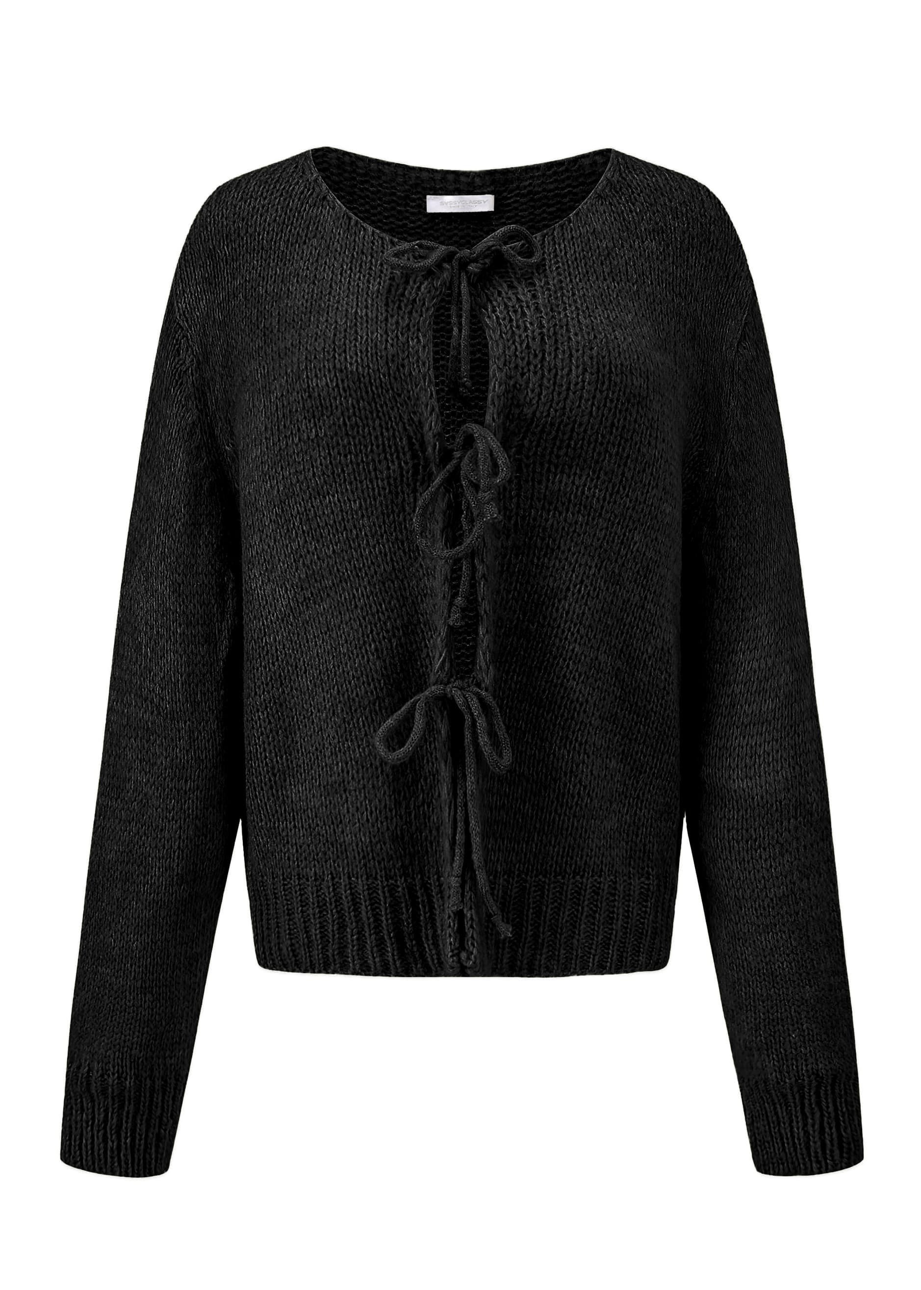 SASSYCLASSY Cardigan Oversize Strickjacke Damen mit Schleifen Elegant Lässi günstig online kaufen