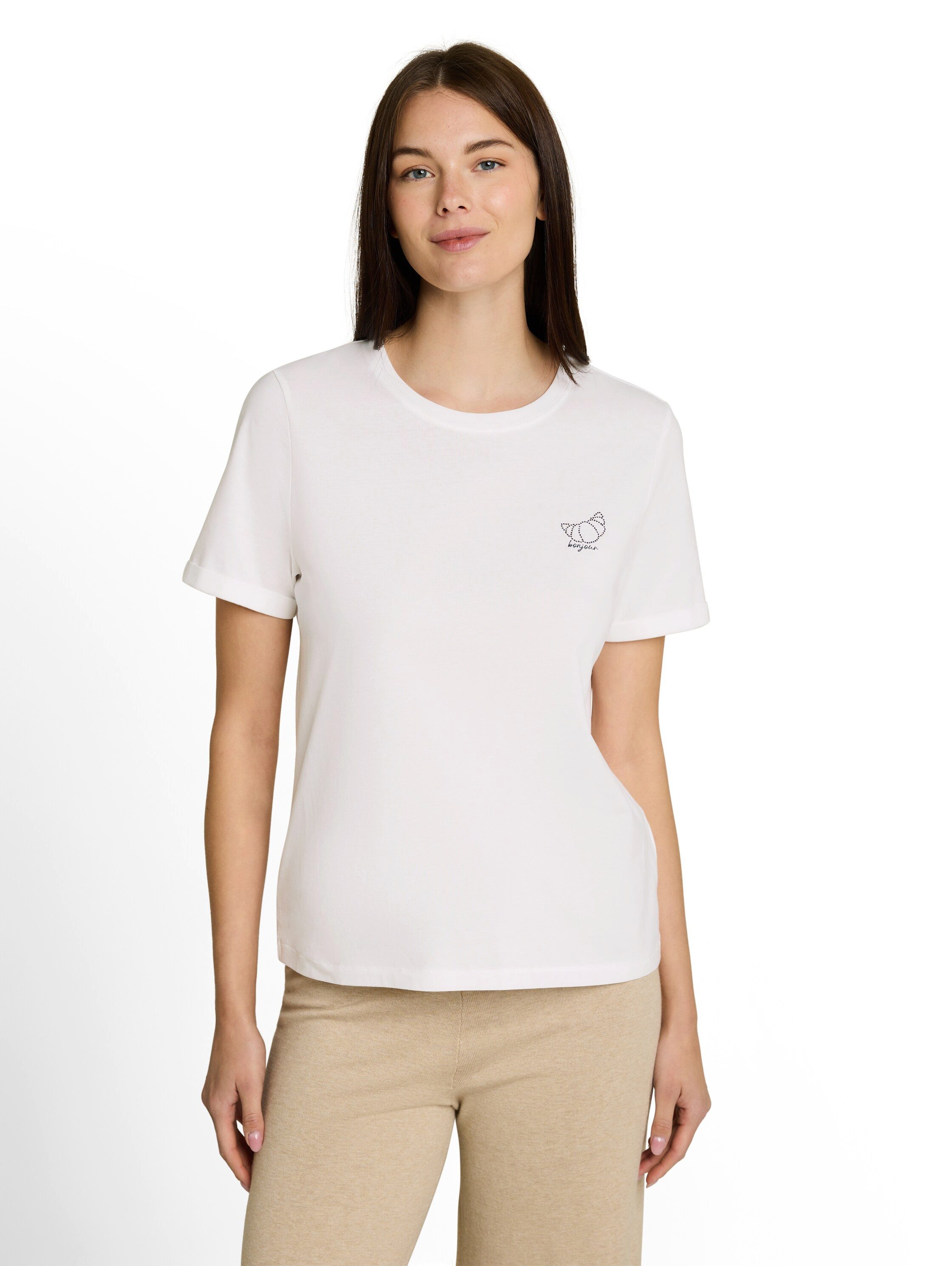 TOM TAILOR Kurzarmshirt Sommershirt mit kleinem Statement-Print