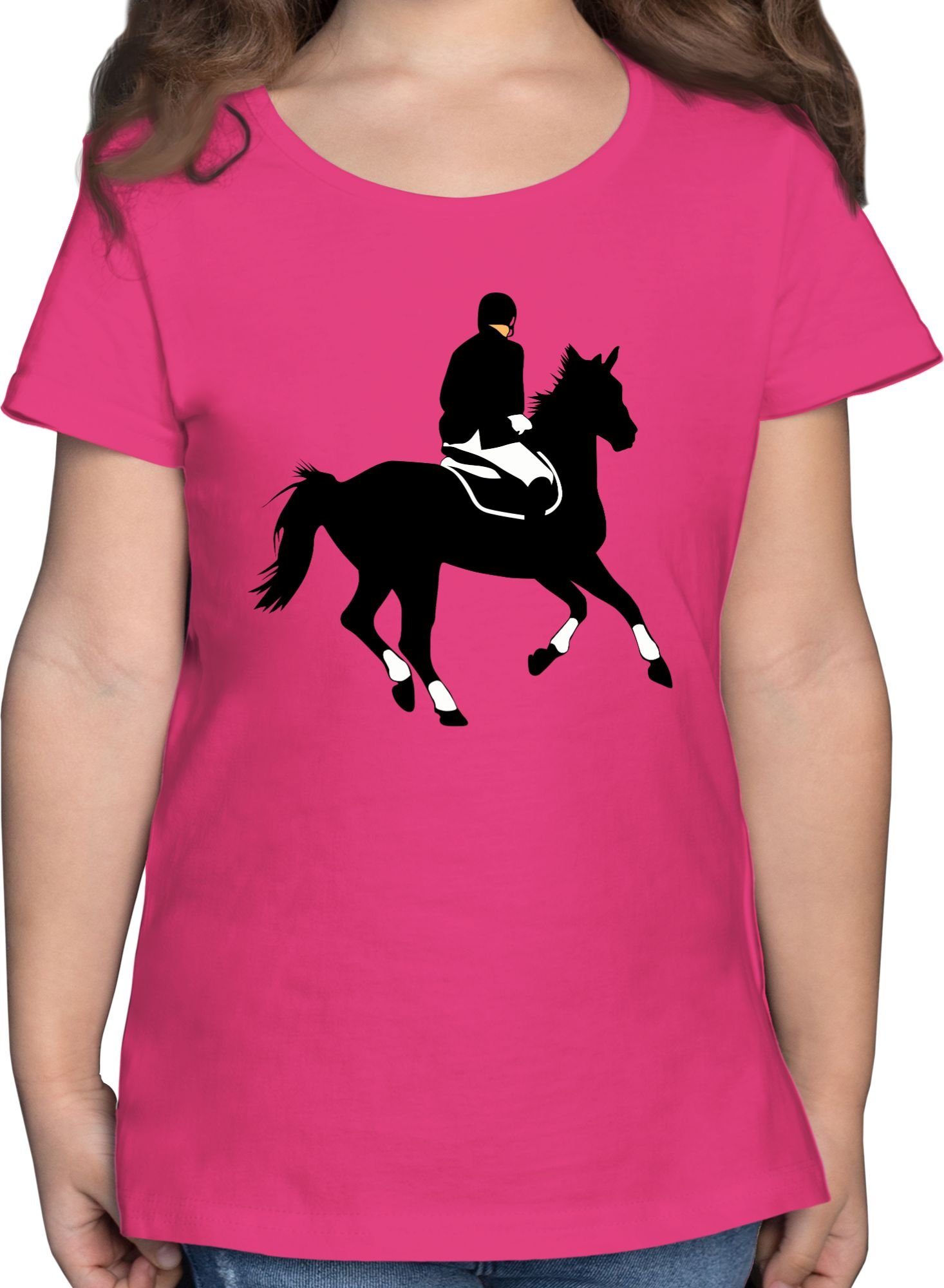 T-Shirt 1 Shirtracer Reiter Pferd Pferd Dressurreiten Fuchsia Dressur