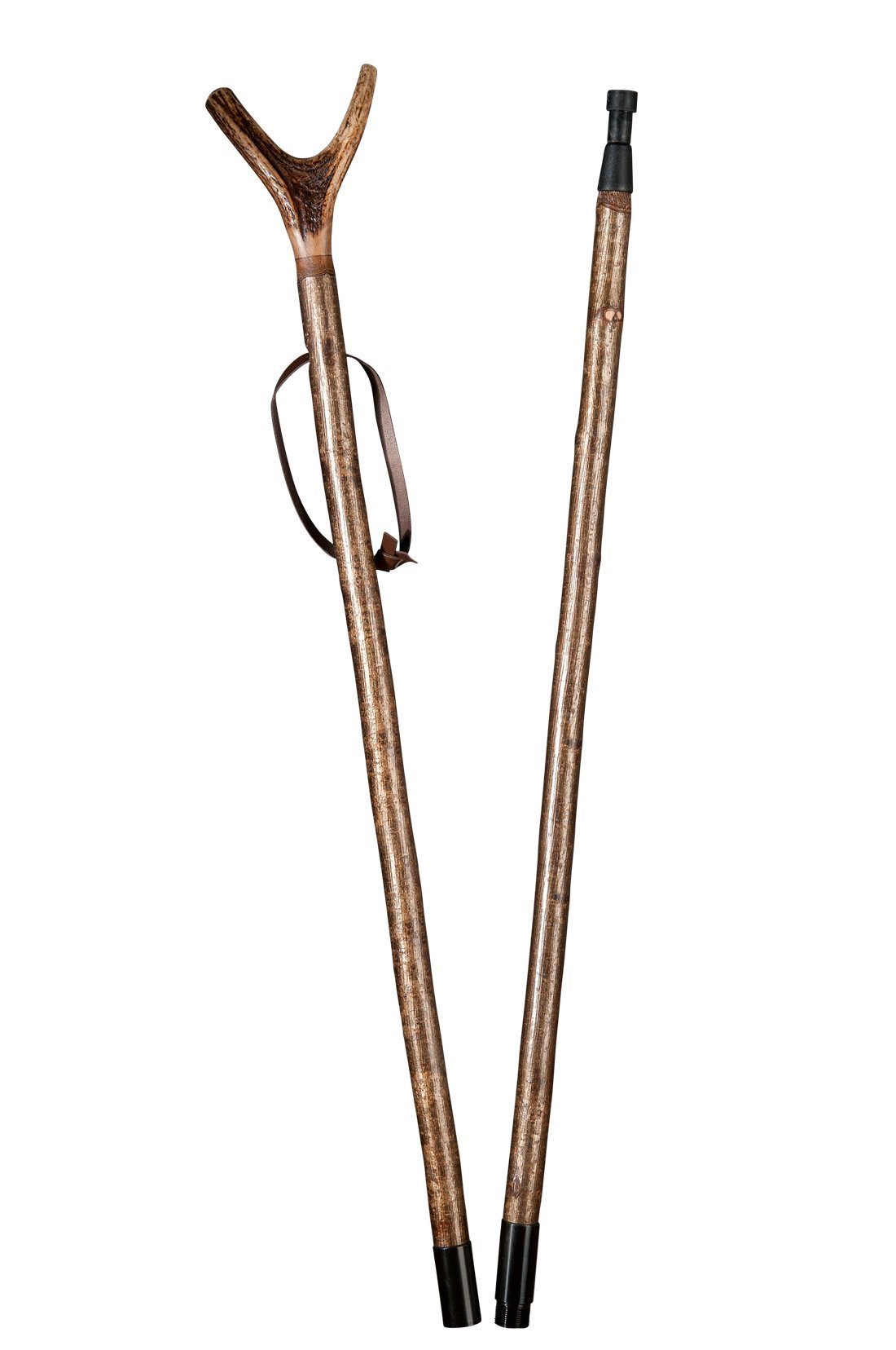 Stockshop Gehstock Zielstock Haselnuss m. echter Hirschhorngabel