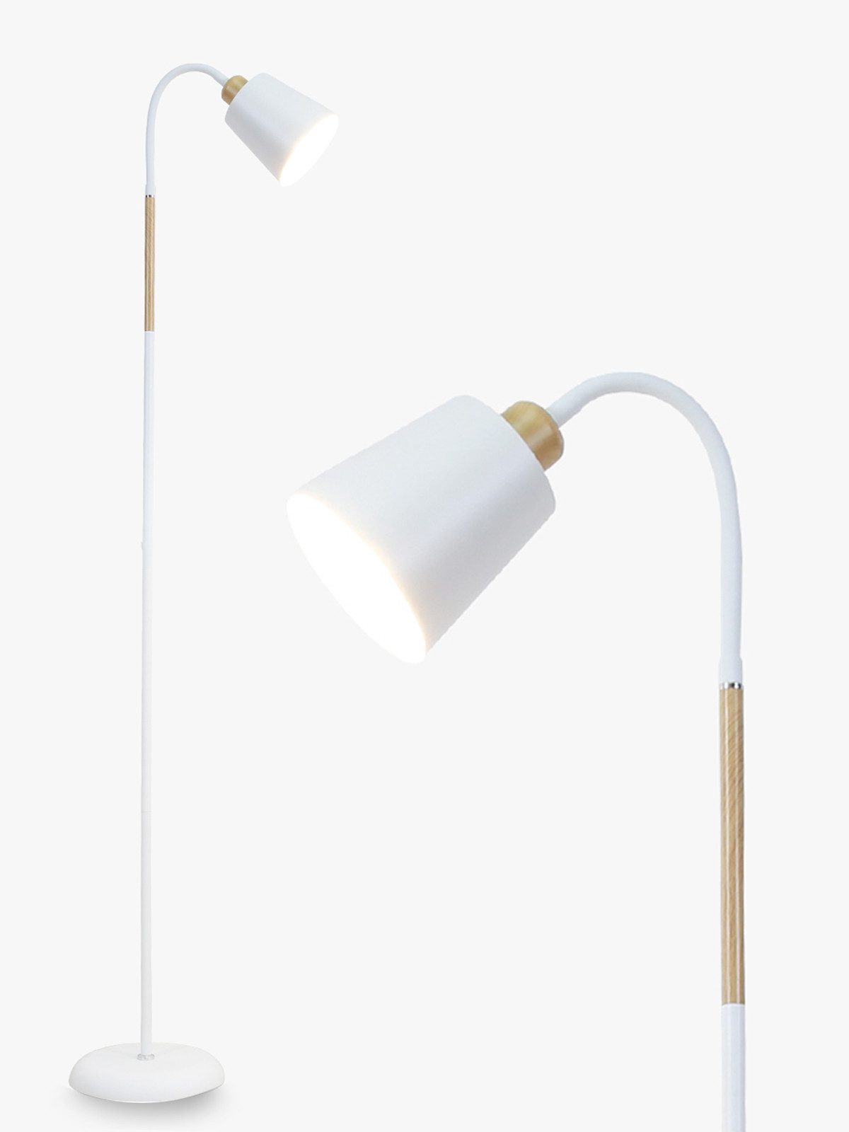 ANTEN LED Stehlampe Weiß Metall Stehleuchte 360° Schwenkbare Leselampe 159cm Höhe, für Wohnzimmer Schlafzimmer