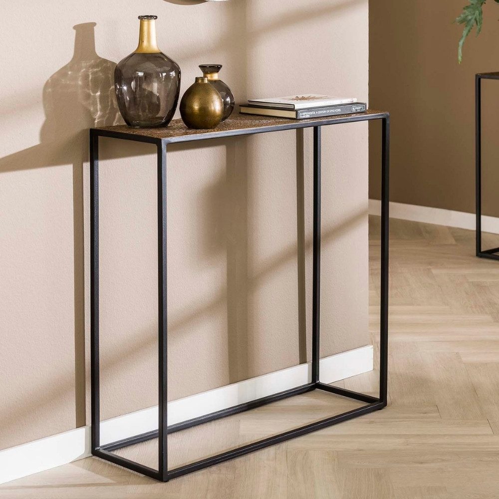 RINGO-Living Ablagetisch RINGO-Living Massivholz Konsolentisch Malio in Bronze-matt und