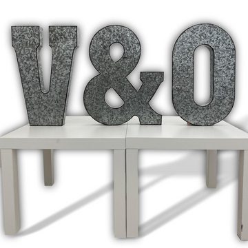 Aubaho Dekoobjekt XXL 52cm Buchstabe Ziffer Zahl Zink Metall Dekoration Garten 3D