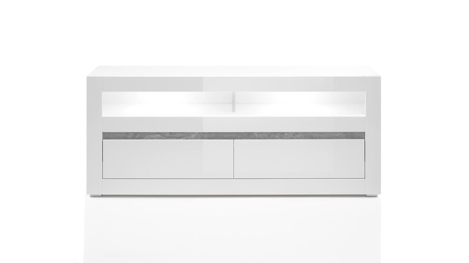 Möbel Akut Lowboard TV-Board Carat Lowboard Unterschrank in weiß Hochglanz 150 cm
