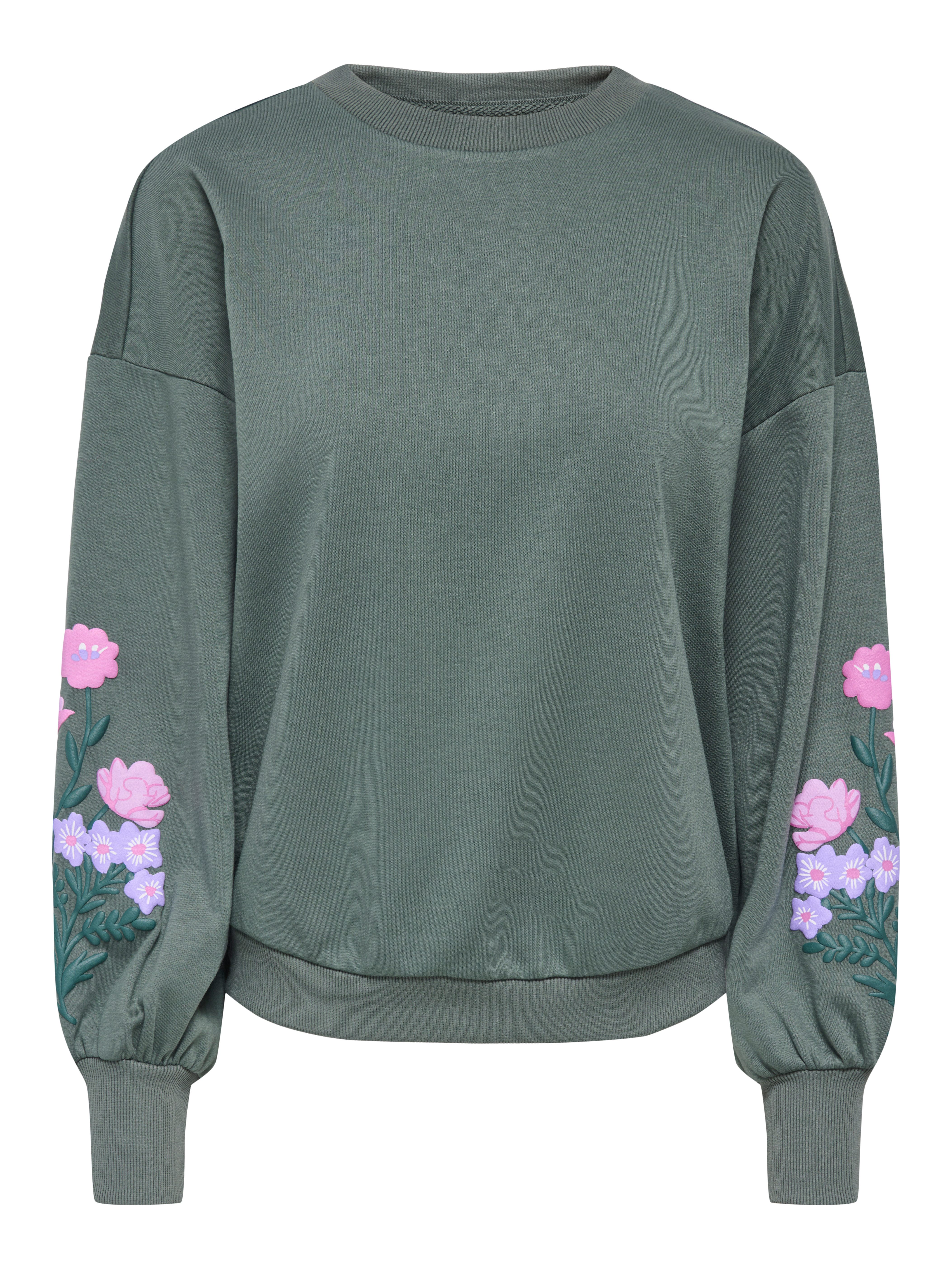 ONLY Sweatshirt ONLBROOKE L/S O-NECK FLOWER SWT Baumwollmischung, regular fit